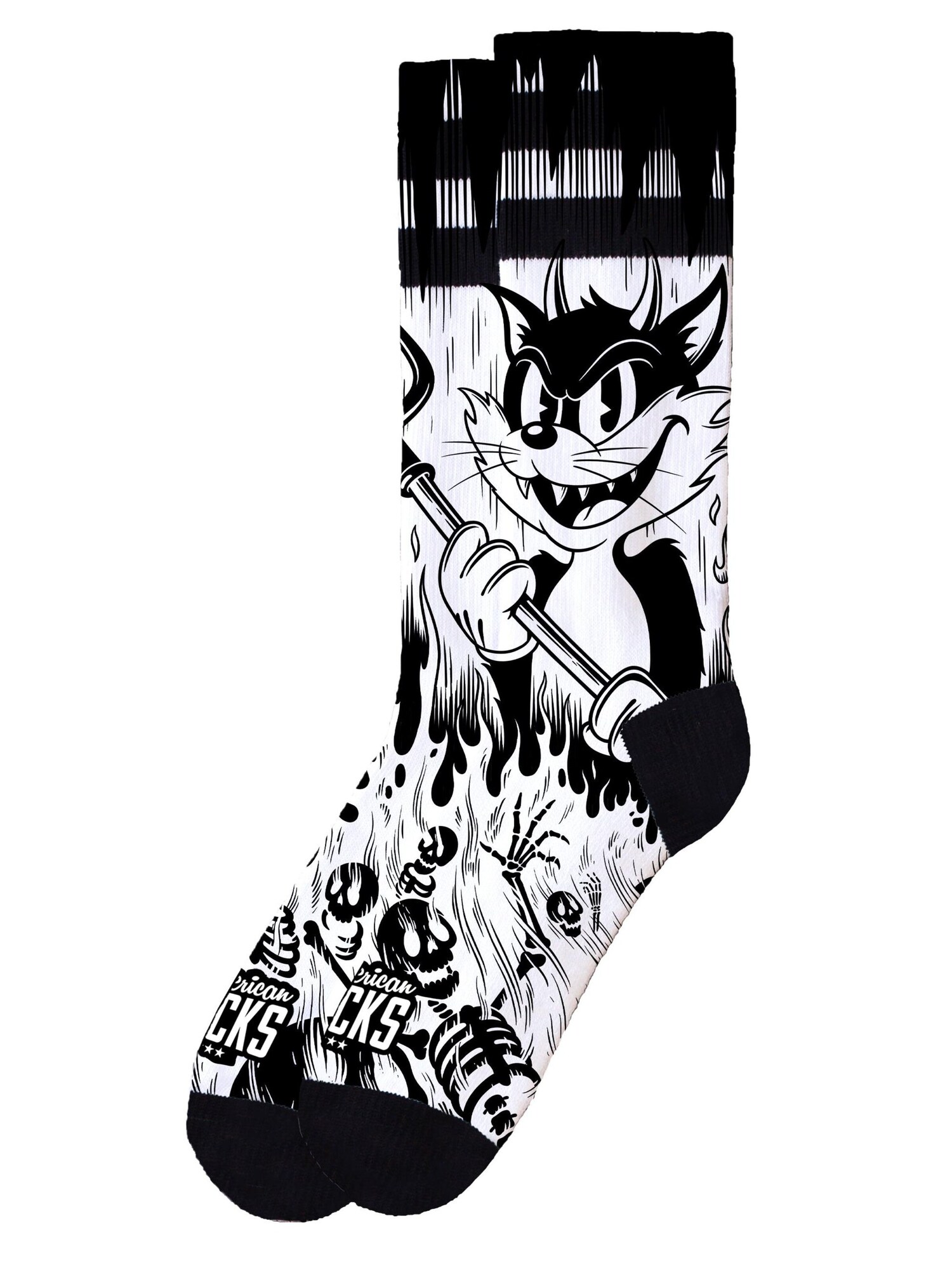 American Socks Calcetines 'Evil Cat' blanco