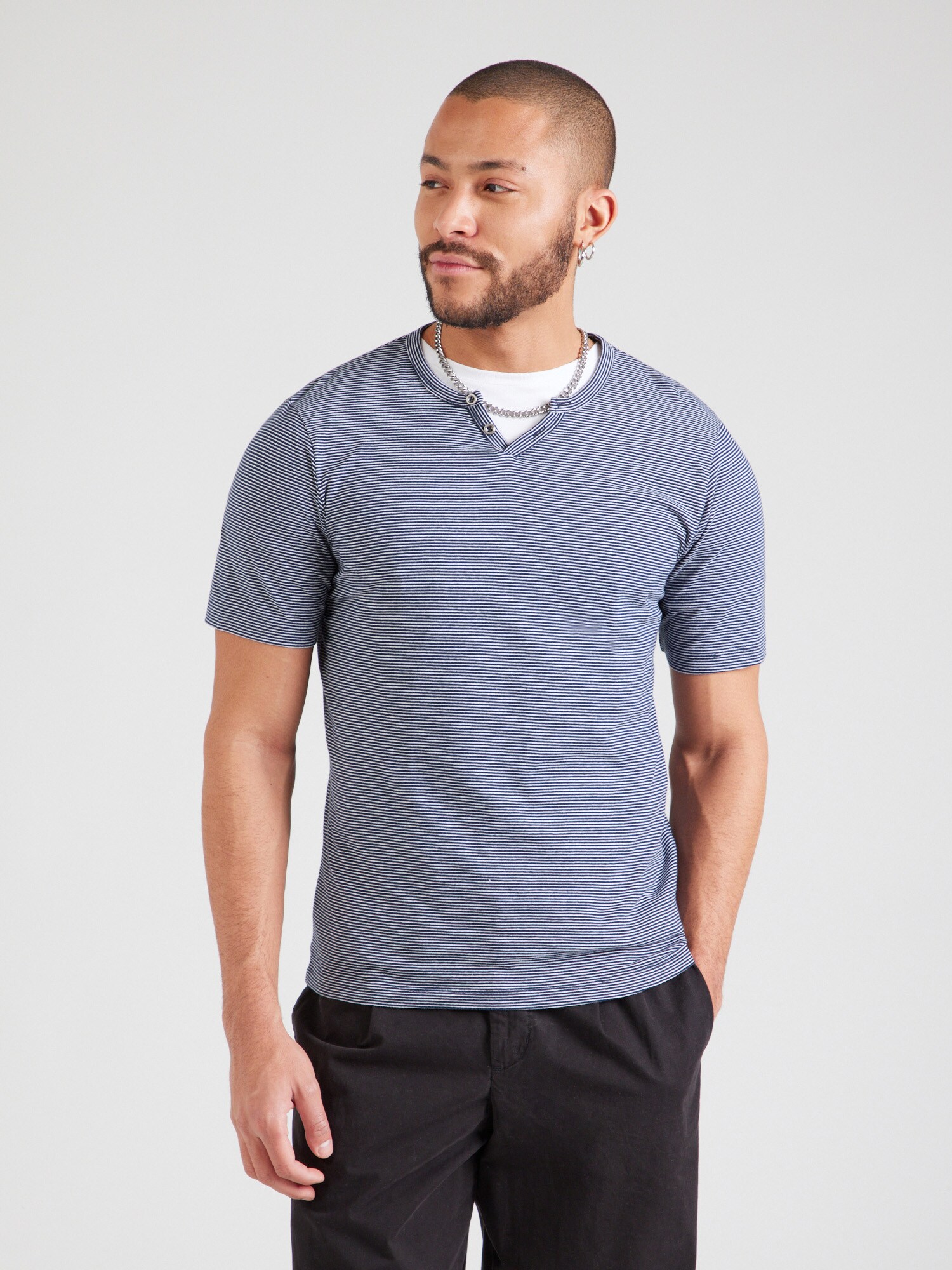 JACK & JONES Póló  sötétkék / fehér termék 2. képe