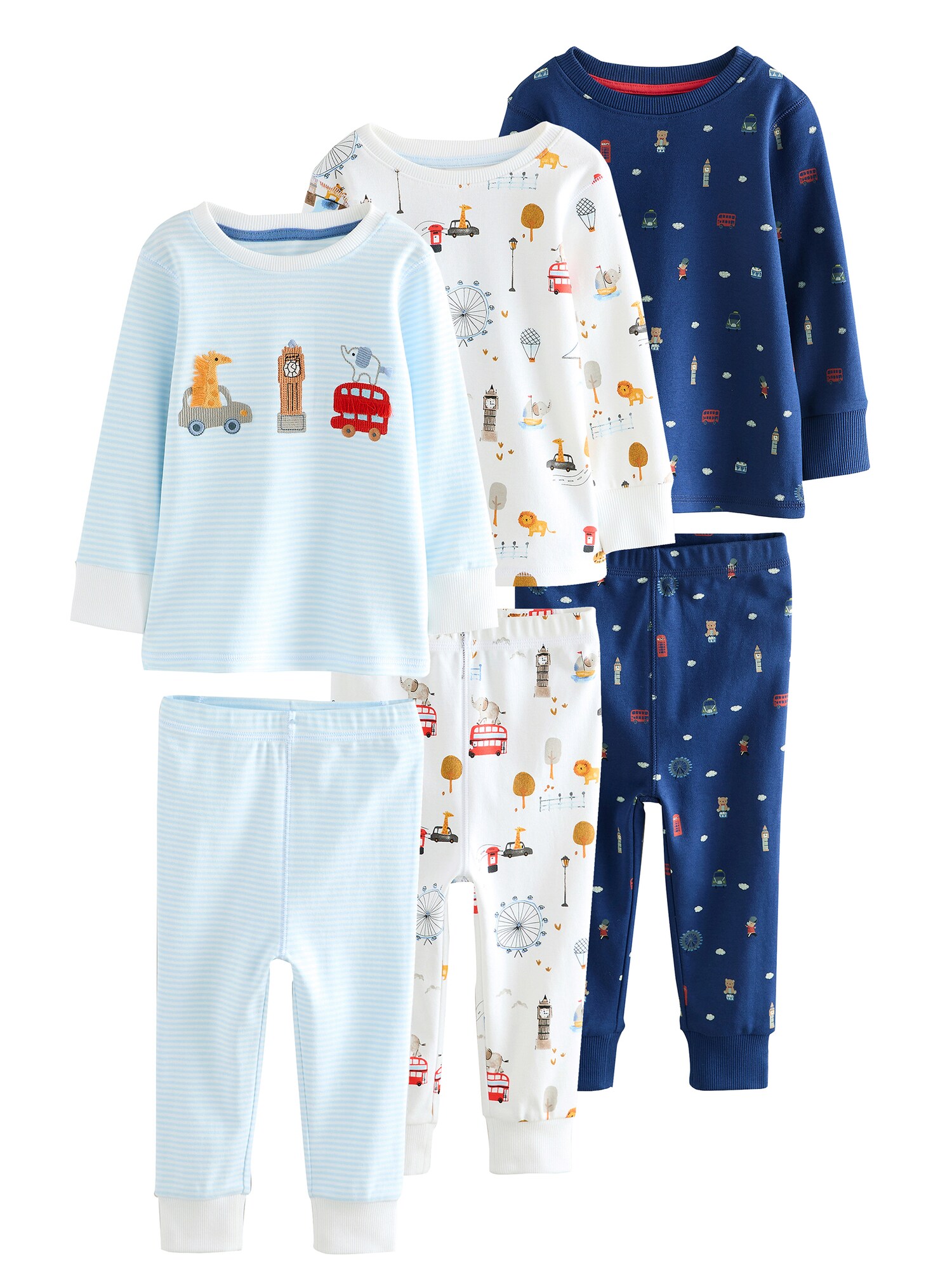 Next Pijamale  bleumarin / albastru deschis / roșu / alb