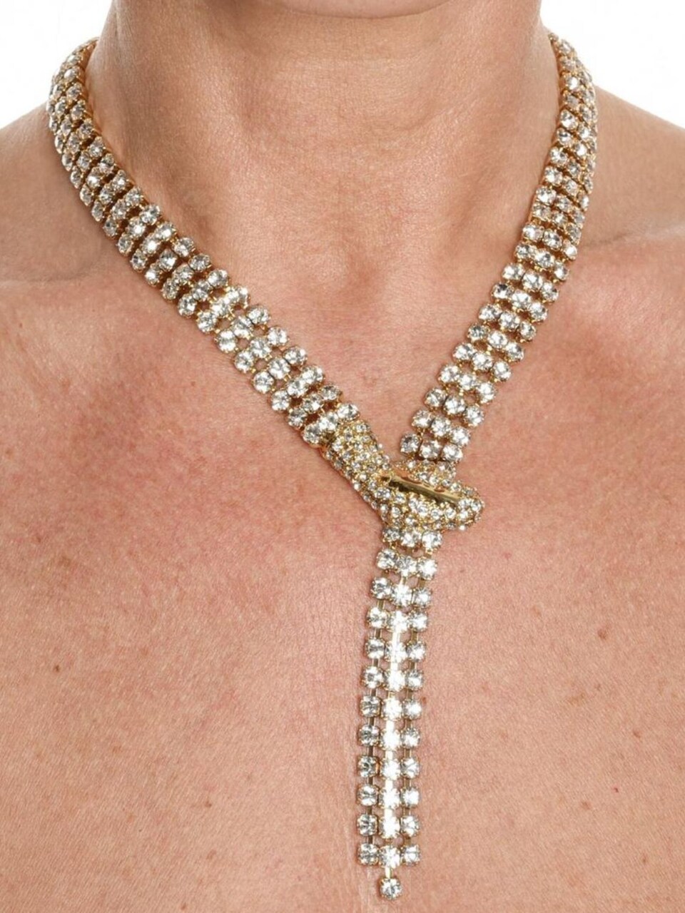 Halsband 'Drago collana serpente placcata oro con Swarovski cristalli'
