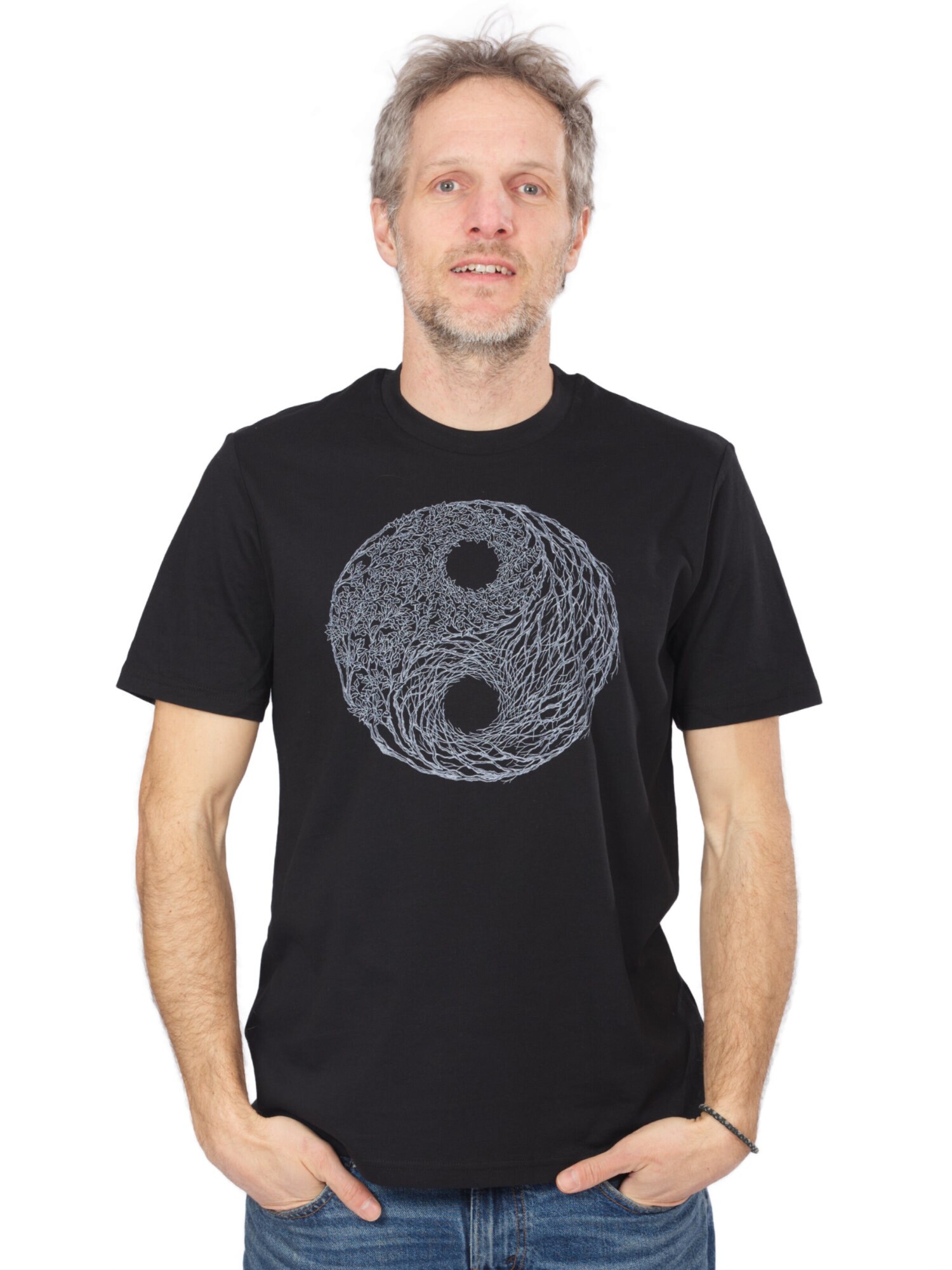 Life-Tree Majica 'Organic Fairwear Shirt Men Black YinYang' crna