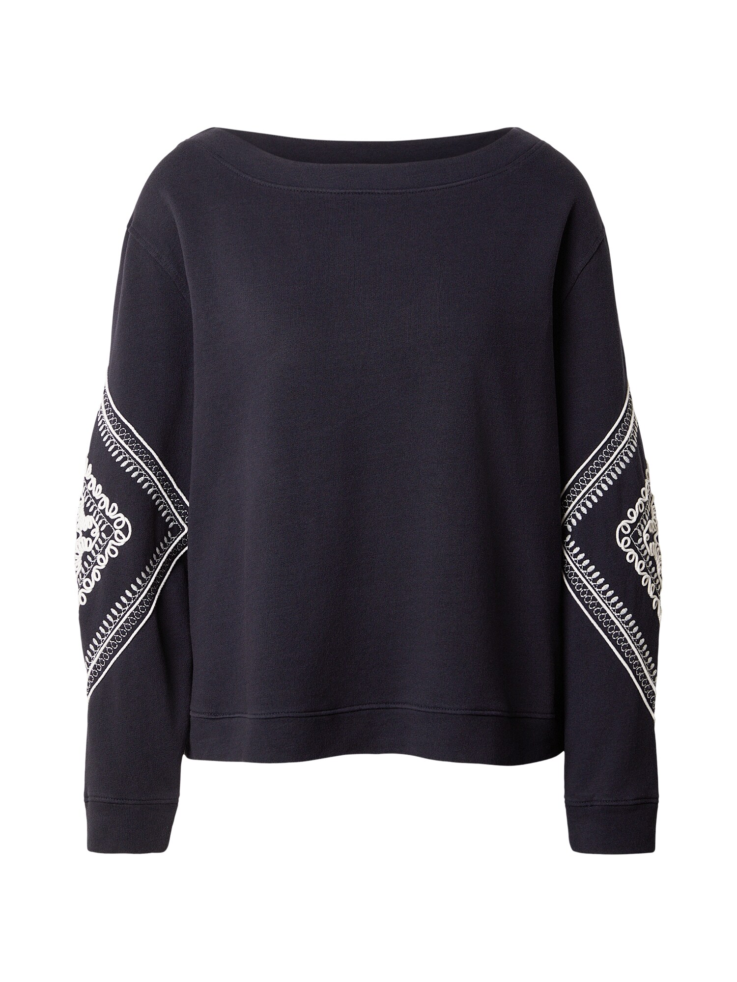 monari Bluză de molton  albastru marin / gri deschis / alb