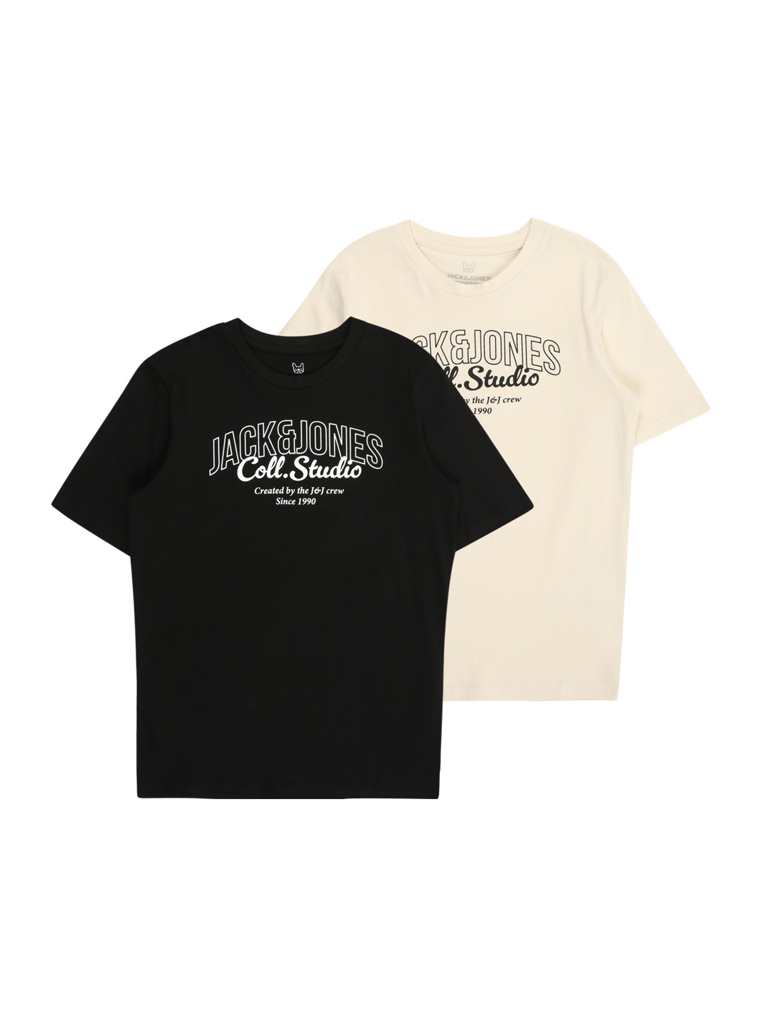 Jack & Jones Junior Tricou JJMAKOTO  negru / alb / alb lână