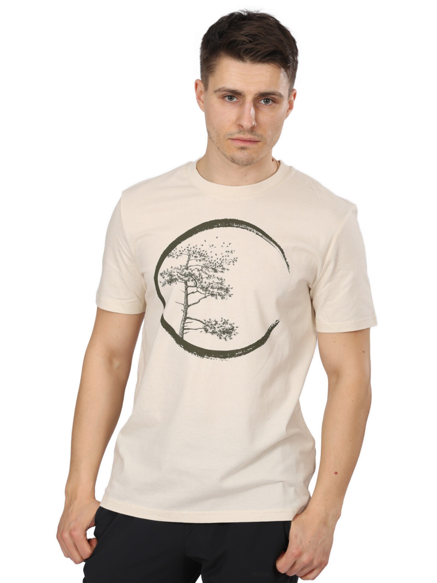 Life-Tree Majica 'Organic Fairwear Shirt Men Natural Raw Circle' bijela