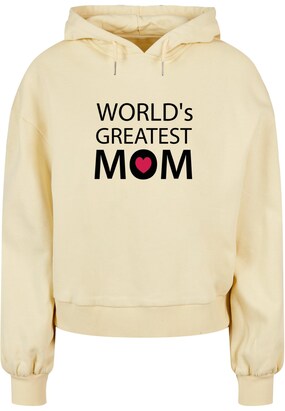 Merchcode Sweatshirt ‘Mothers Day – Greatest mom’ Pasteelgeel / Rood / Zwart