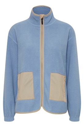 Oxmo Fleece jas ‘Oxpiper’ Beige / Blauw