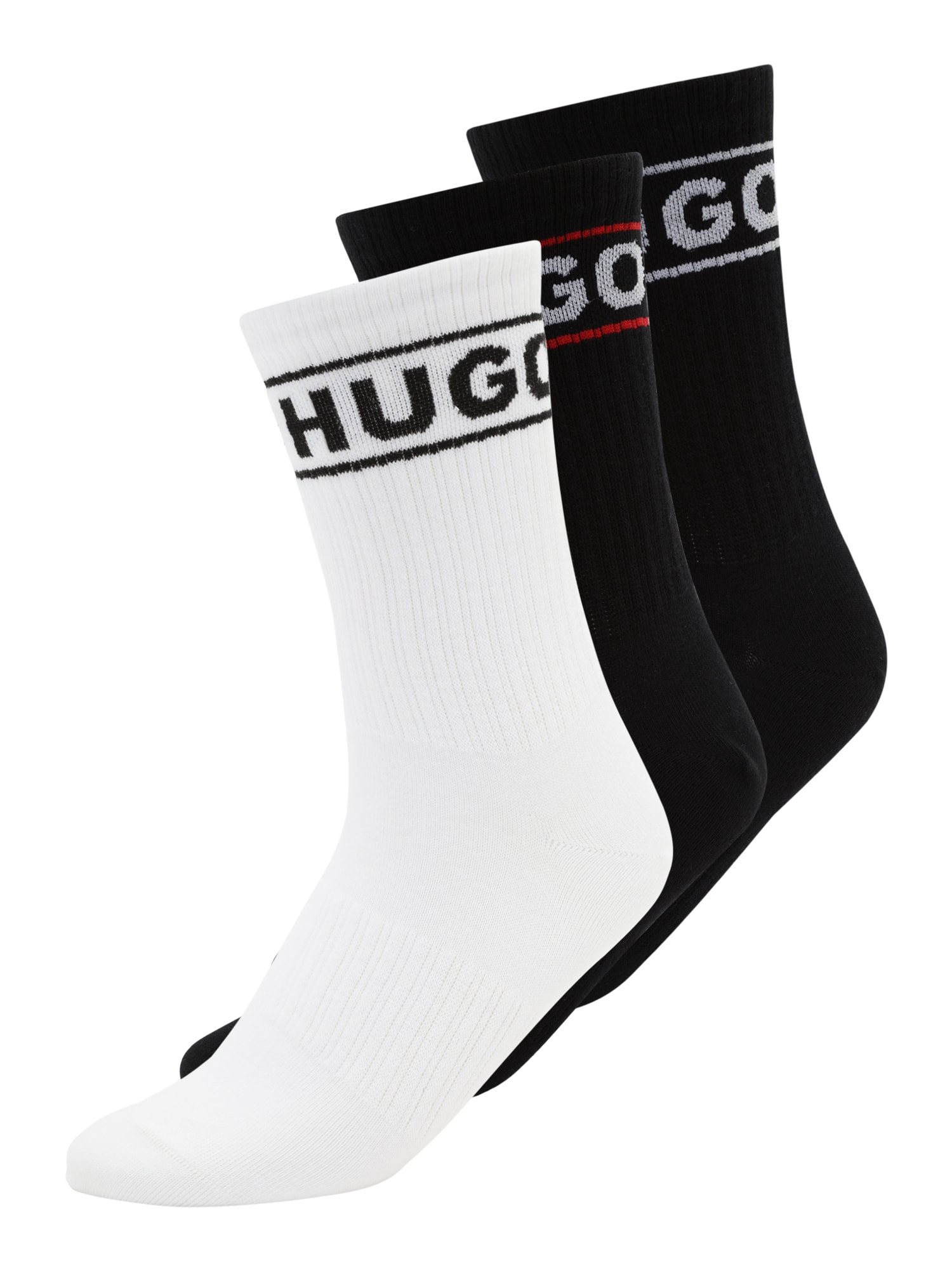 HUGO Red Kojinės pilka / raudona / juoda / balta