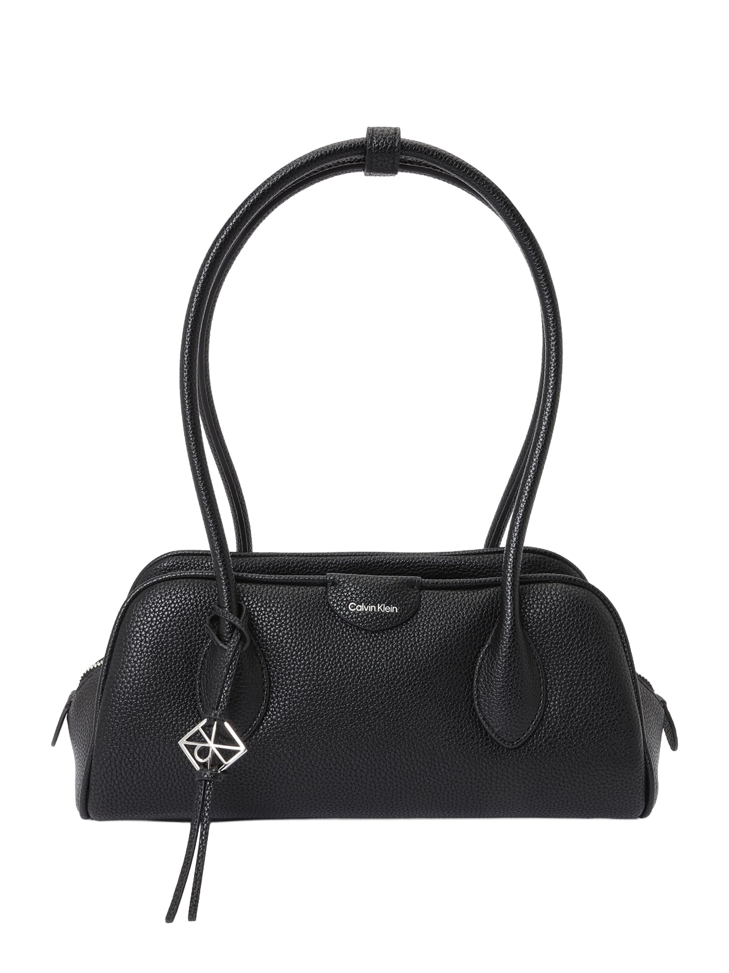 Calvin Klein Torba za čez ramo 'Emblem Pebble Grain Extended Side Shoulder'  črna
