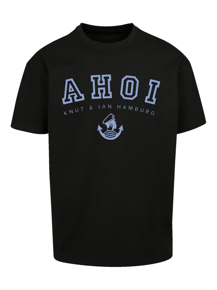 F4NT4STIC T-Shirt 'Ahoi Knut & Jan Hamburg' Herren Größe XS blau / schwarz / weiß