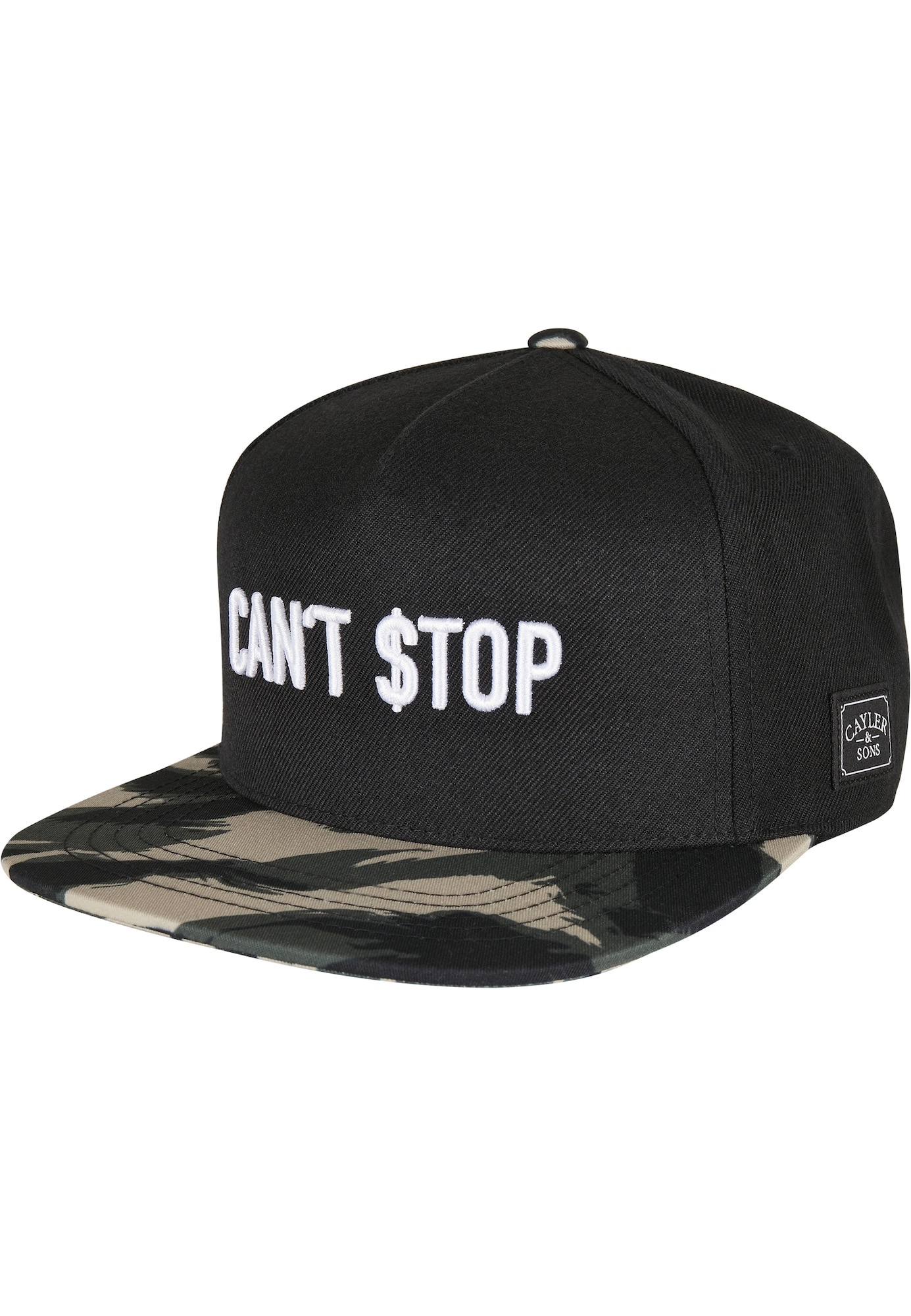 Cayler & Sons Kepurė 'Can't Stop' juoda / balta / smėlio spalva / rusvai žalia