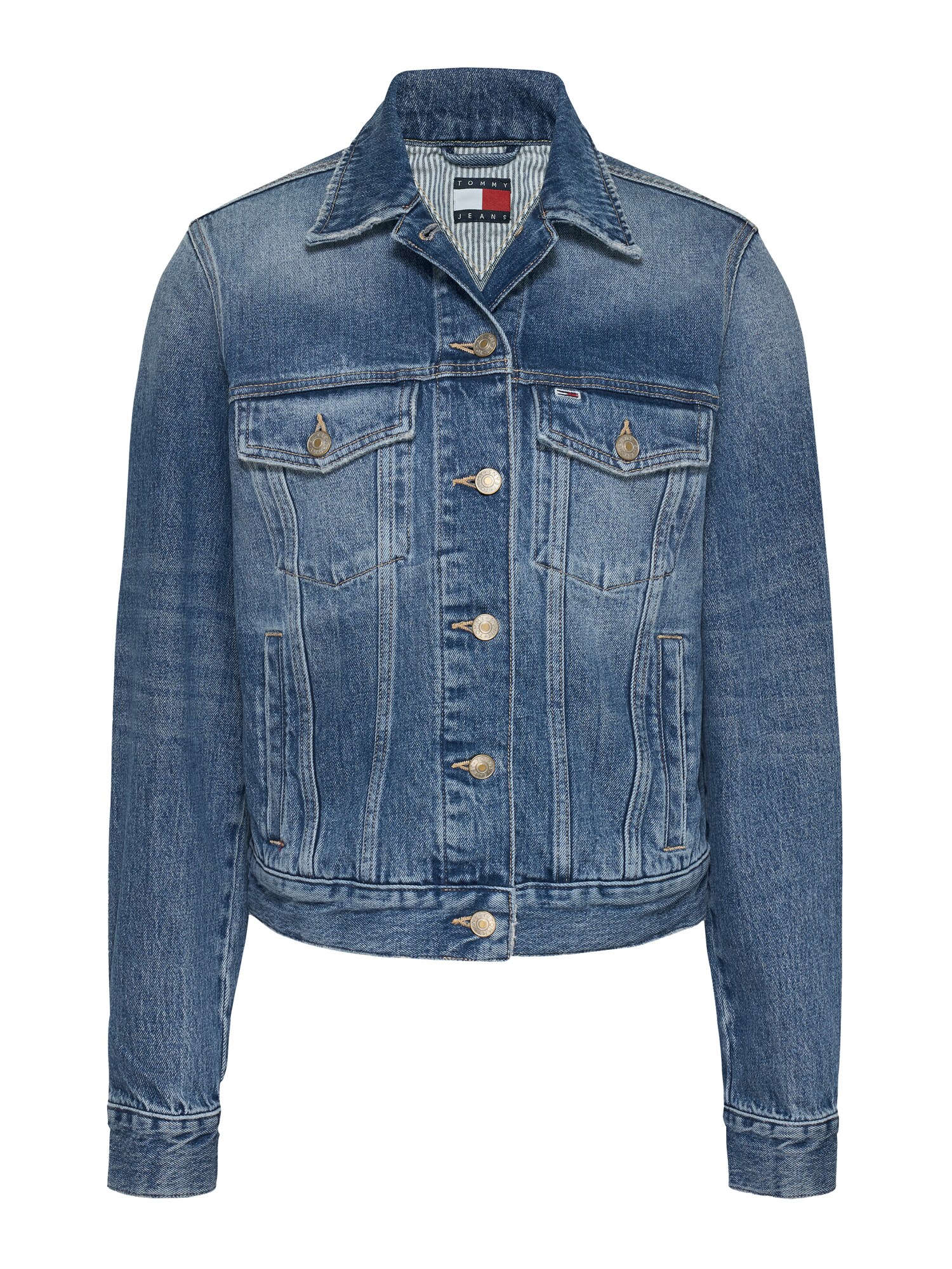 Tommy Jeans Átmeneti dzseki  kék farmer / világospiros / fekete / fehér farmer akciós termékkép 1