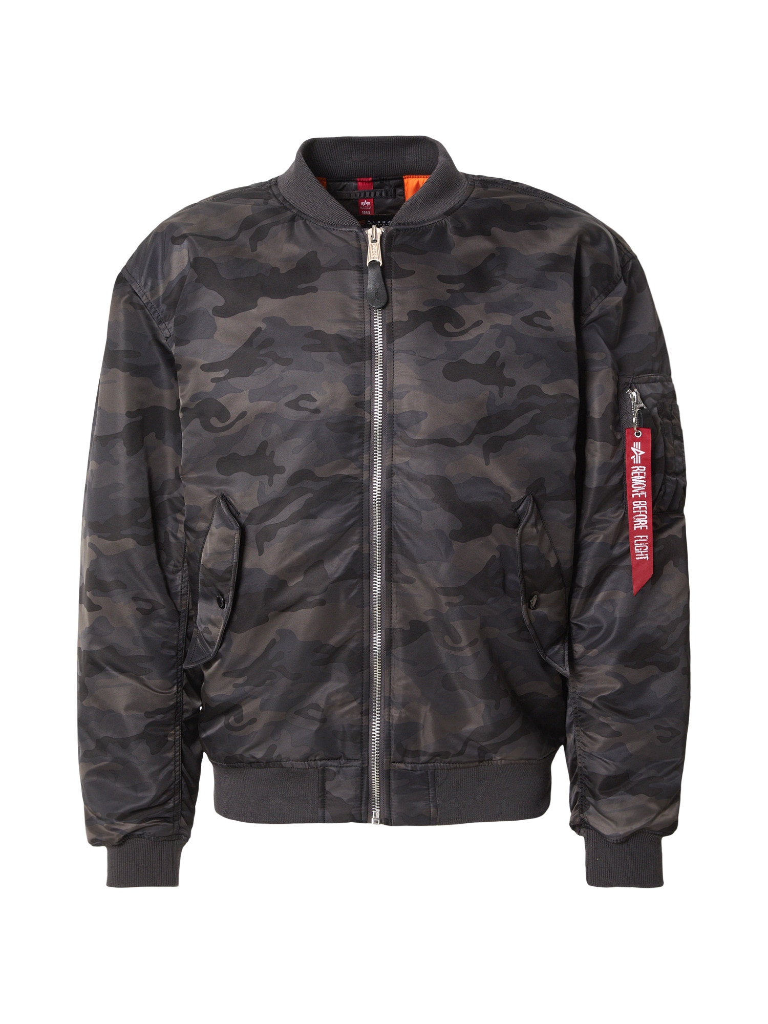 ALPHA INDUSTRIES Prechodná bunda 'MA-1 CS' antracitová / tmavosivá / červená / čierna