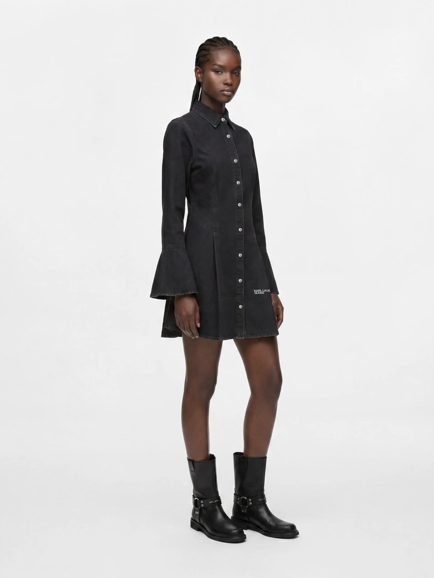 KARL LAGERFELD JEANS Vestido camisero negro denim – imagen 3