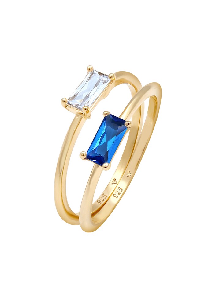 ELLI PREMIUM Ring Geo Set Damen Größe 58 blau / gold