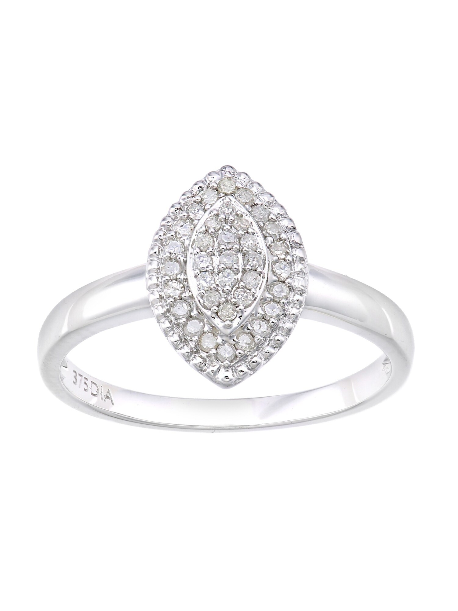DIAMANT LETERNEL Prsten 'Cluster-Ring aus 375 Weißgold mit 0.16 Karat Diamant' srebro