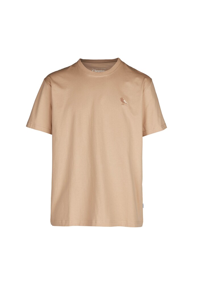 Cleptomanicx T-Shirt 'Embroidery Gull Mono' Herren Größe XL beige