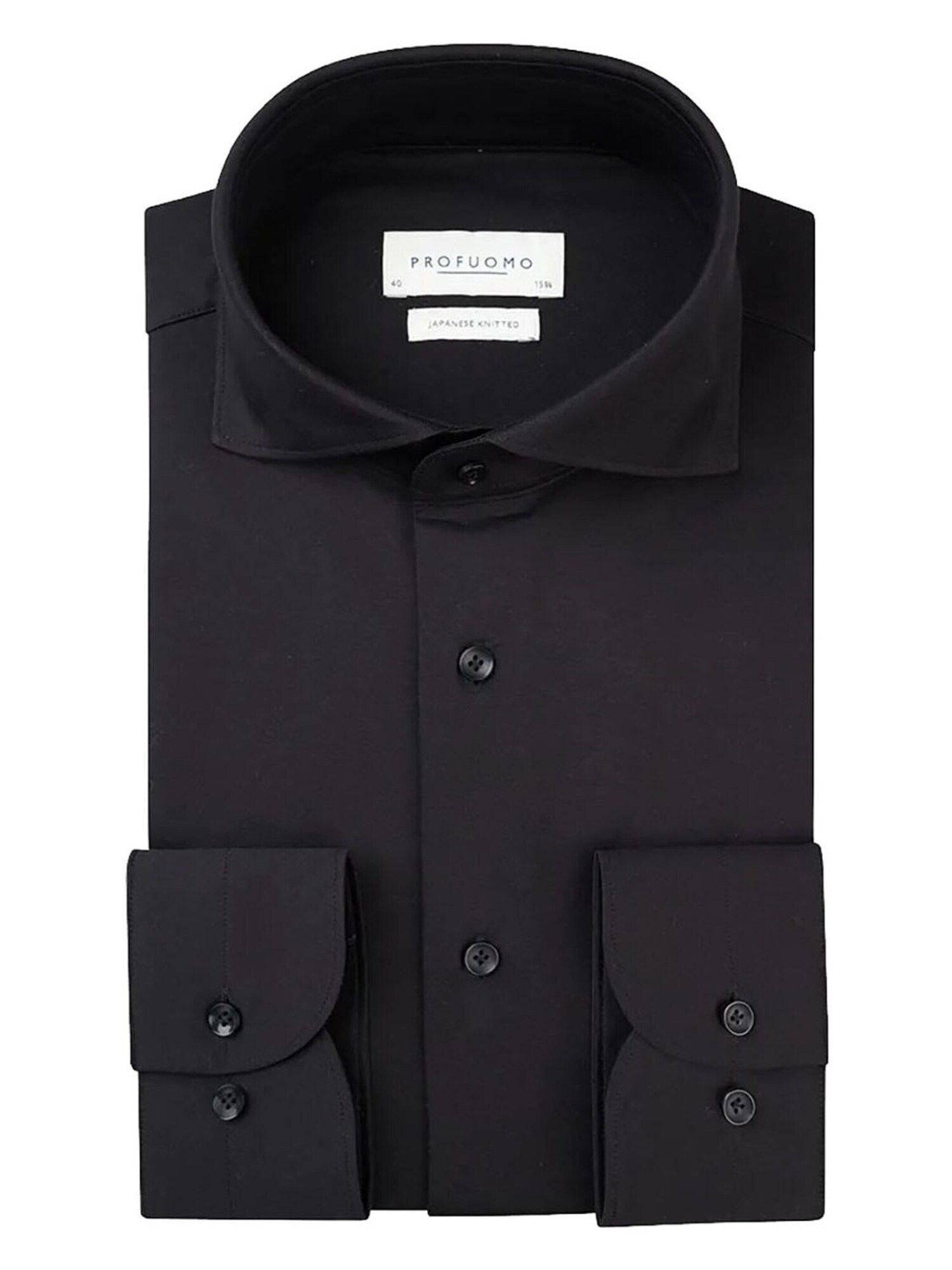 Profuomo Overhemd 'Japanese Knitted' Zwart