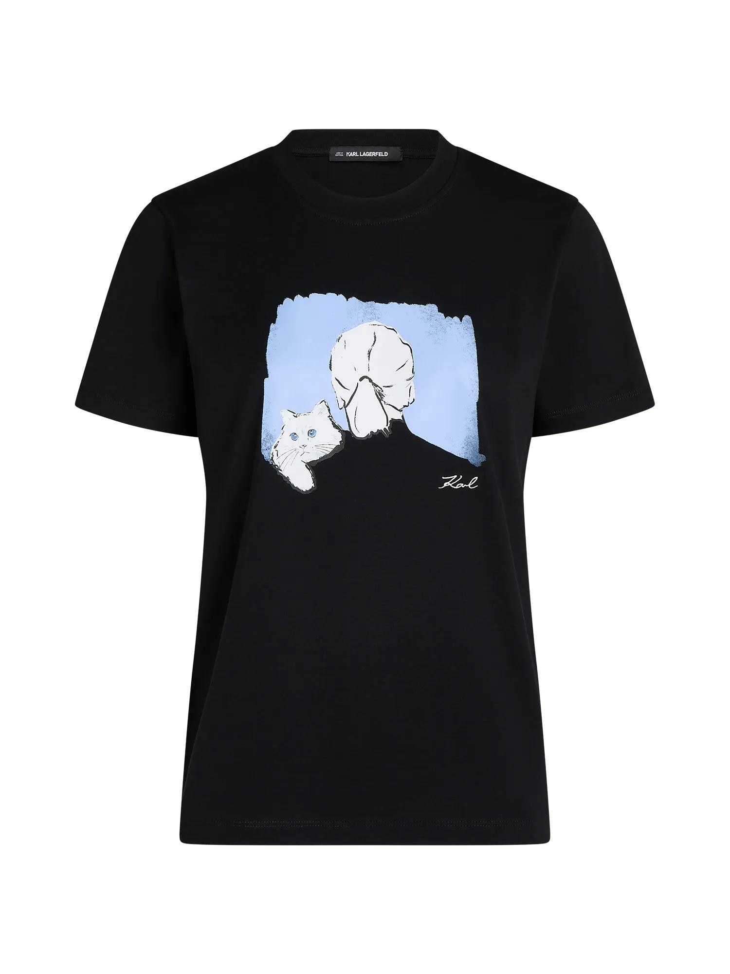 Karl Lagerfeld Tricou  albastru deschis / negru / alb
