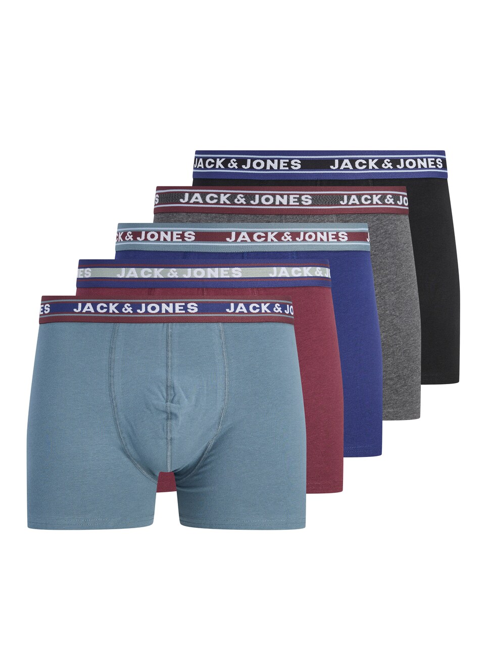Boxershorts 'JACOLIVER' safir / gråmelerad / burgunder
