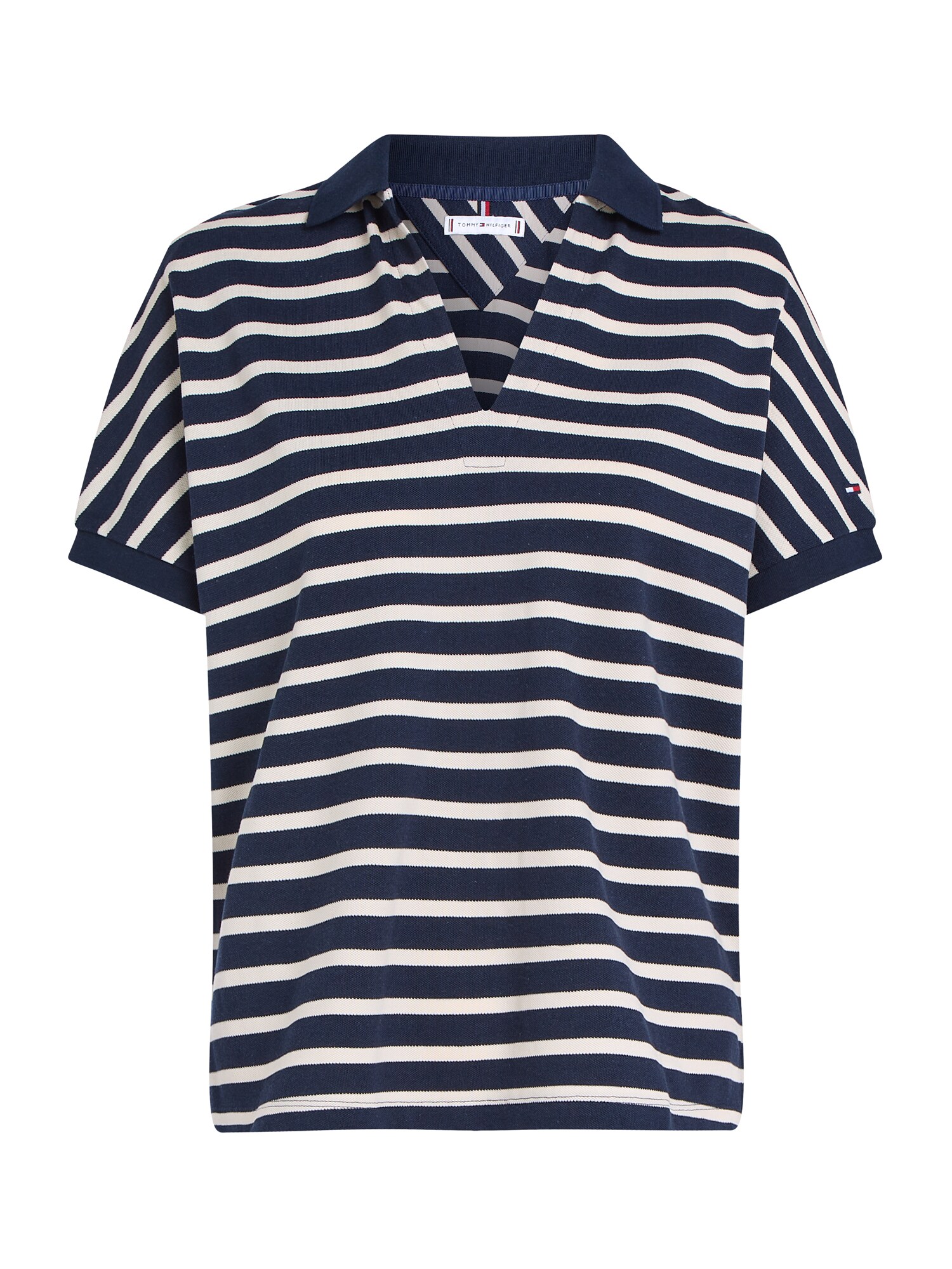TOMMY HILFIGER Póló  tengerészkék / természetes fehér akciós termékkép 1
