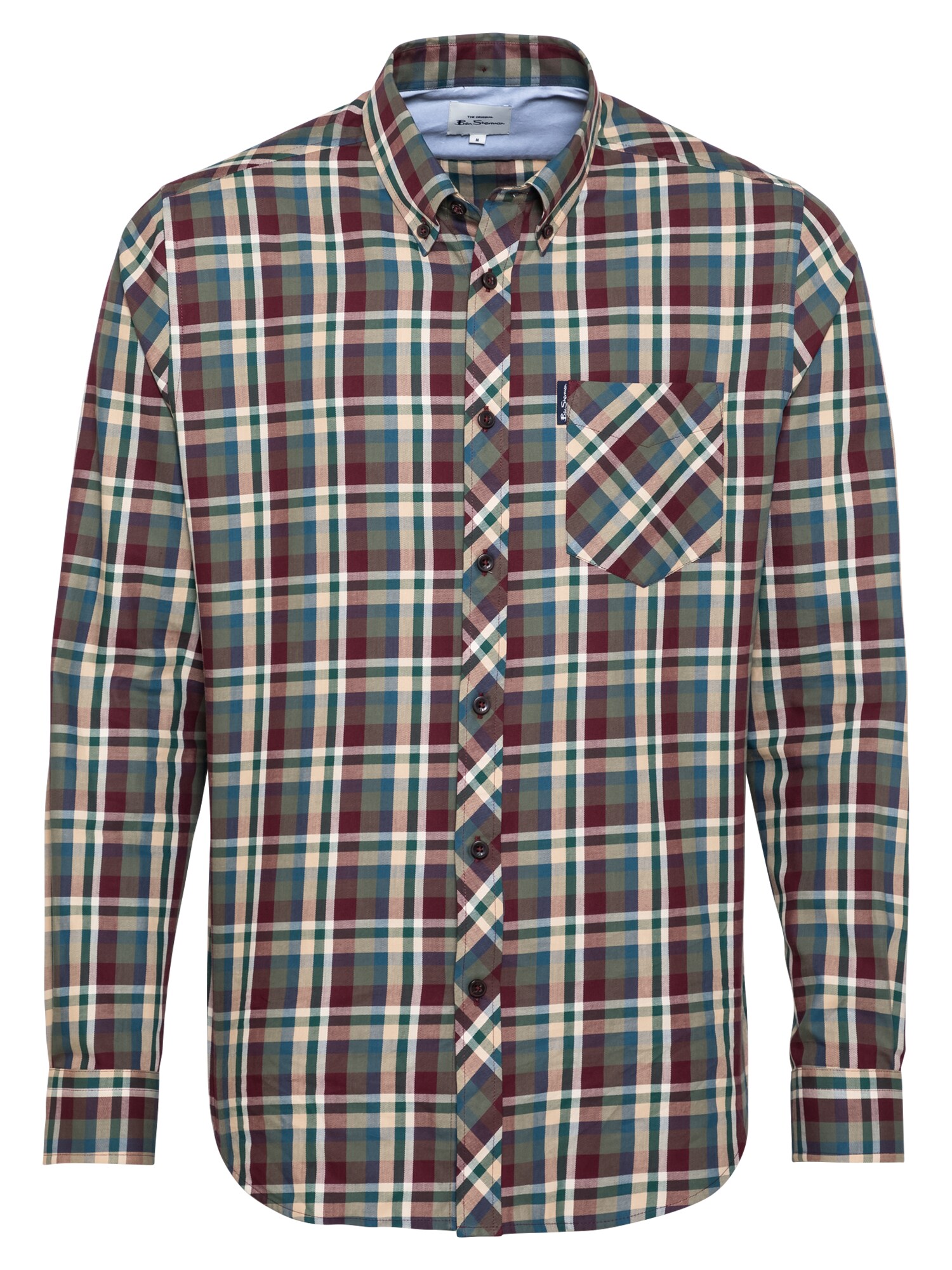 Ben Sherman Dalykiniai marškiniai 'WINTER MADRAS'  žalia / alyvuogių spalva / balta / tamsiai raudona / mėlyna