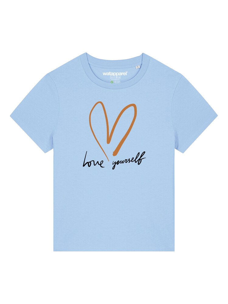 Watapparel T-Shirt 'Self Love' Damen Größe XXL himmelblau / cognac / schwarz