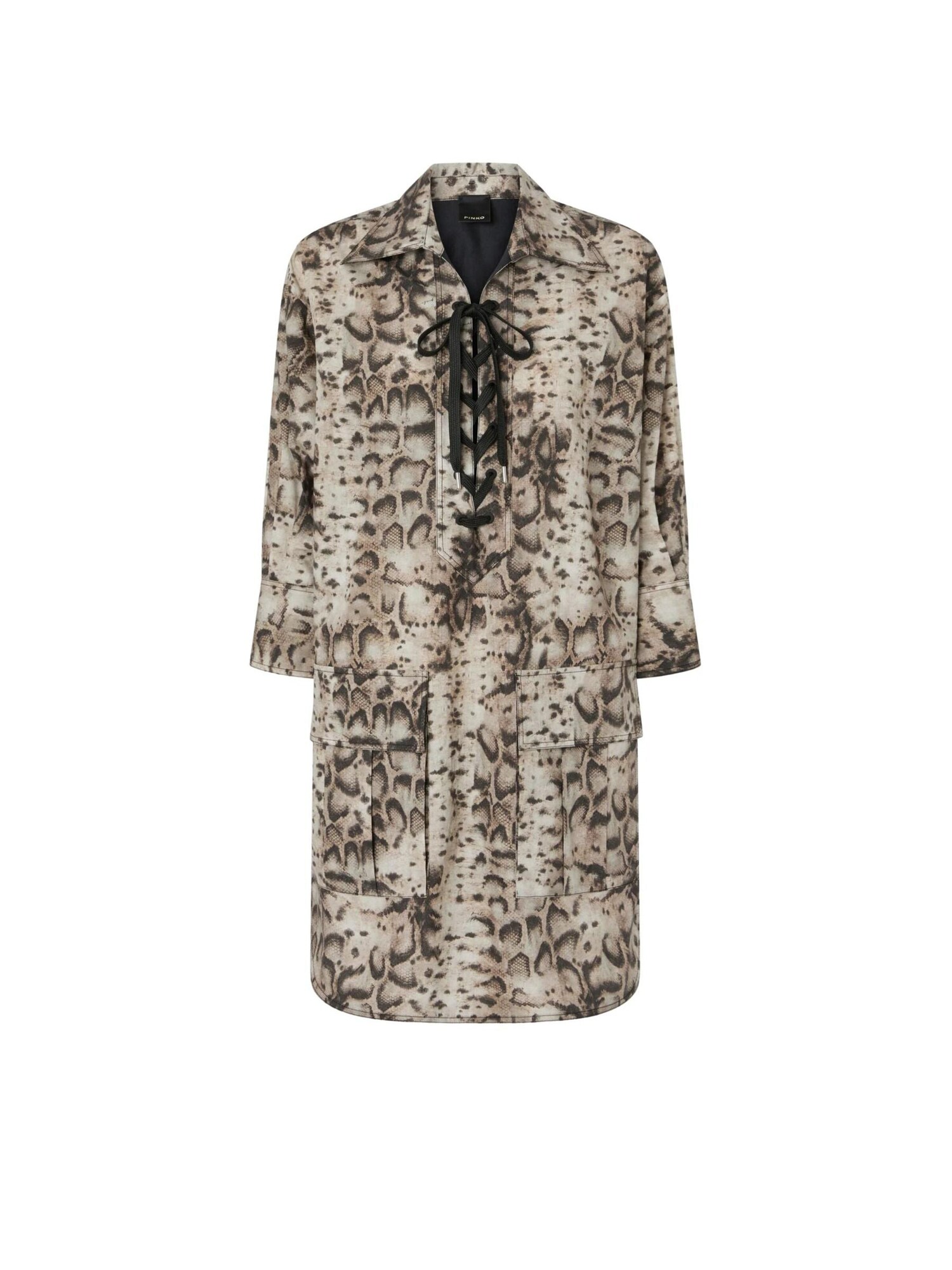 PINKO Vestido 'PINKO AGRA ABITO POPELINE STAMPA SNAKE ABITO' beige