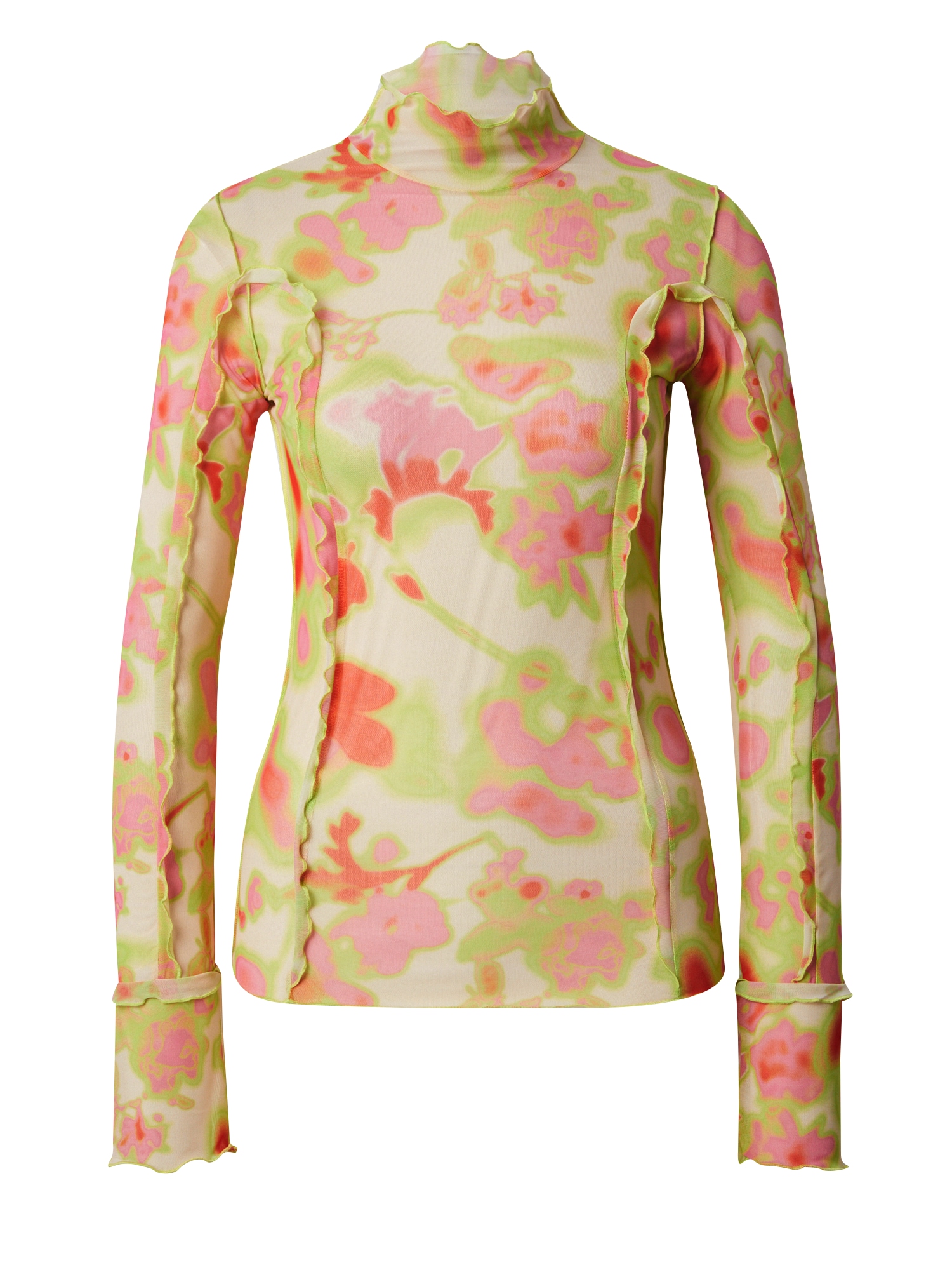 HUGO Tricou Deuphoria  verde neon / roz / alb