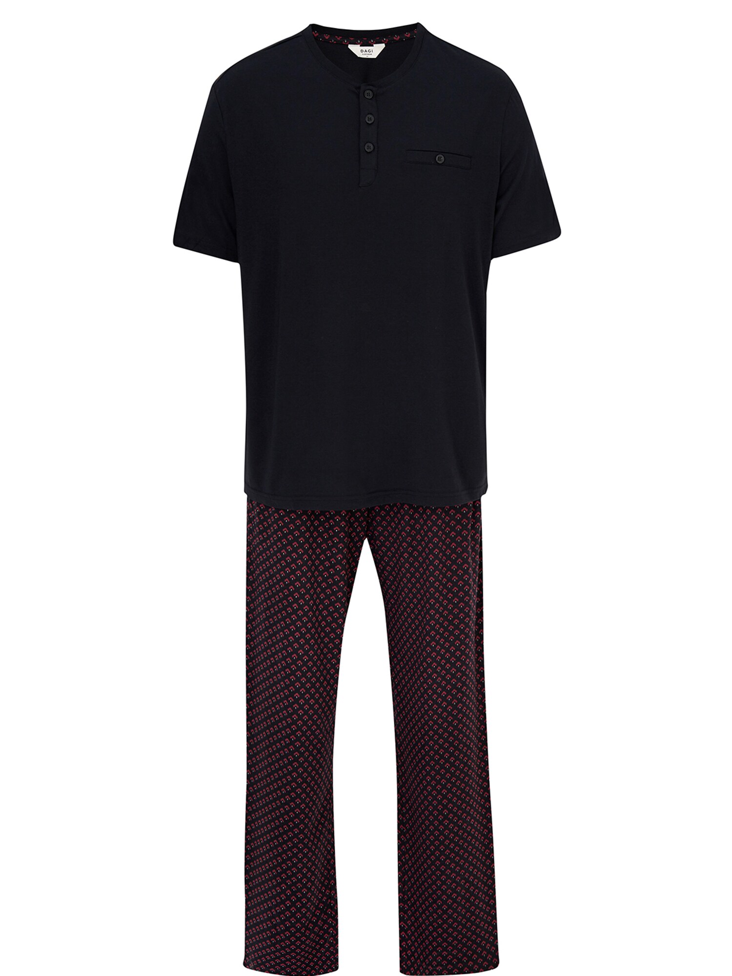 Dagi Pijama lungă  roșu bordeaux / negru