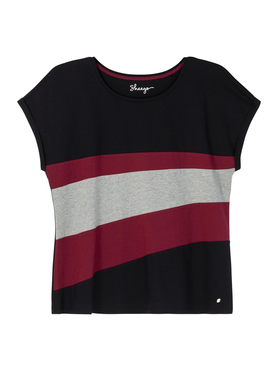 T-shirt gråmelerad / rubinröd