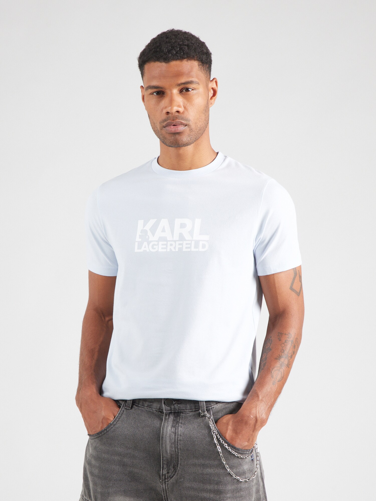 Karl Lagerfeld Póló  pasztellkék / fehér termék 2. képe