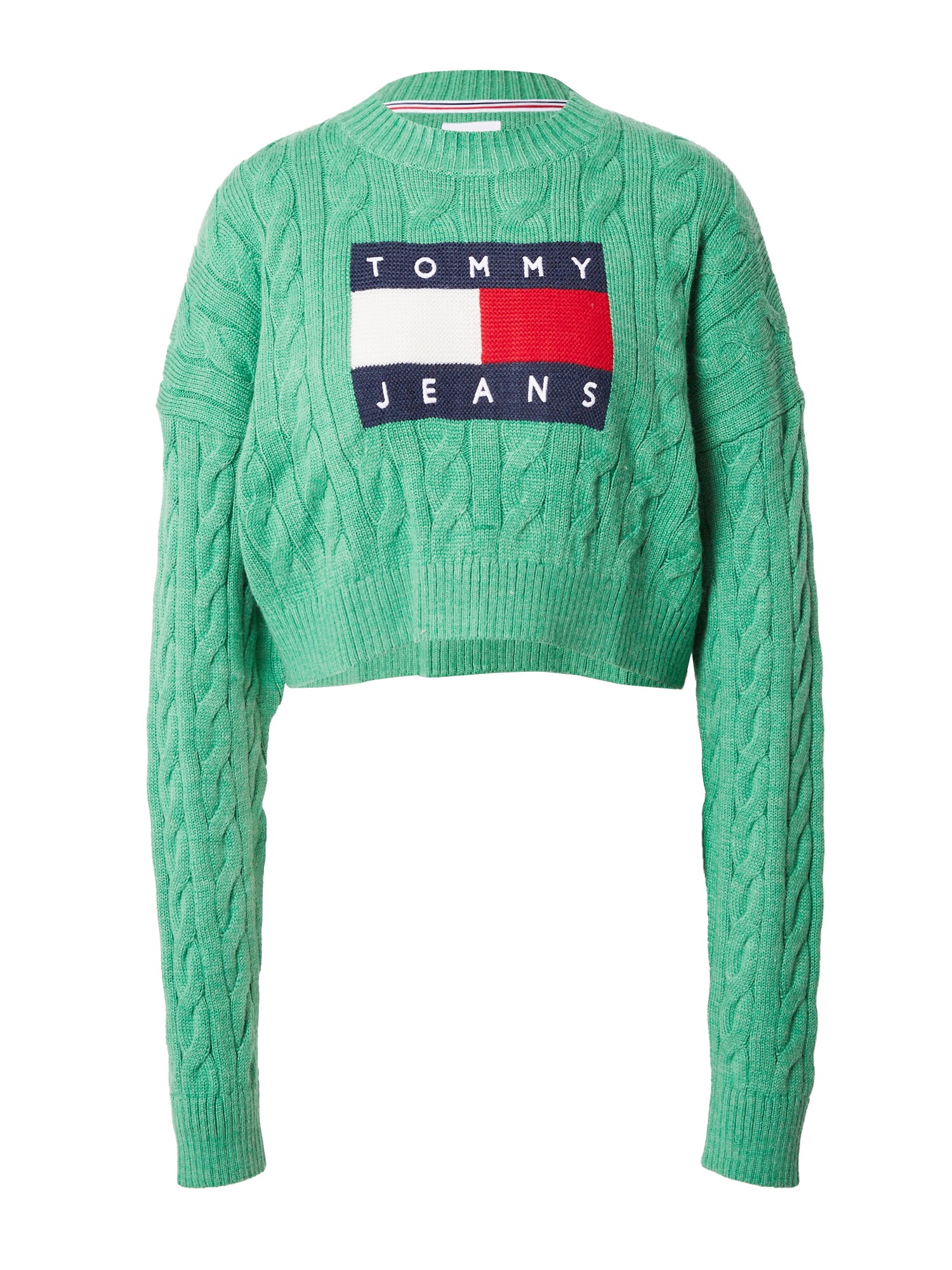 Tommy Jeans Pulover  mornarska / zelena / rdeča / bela