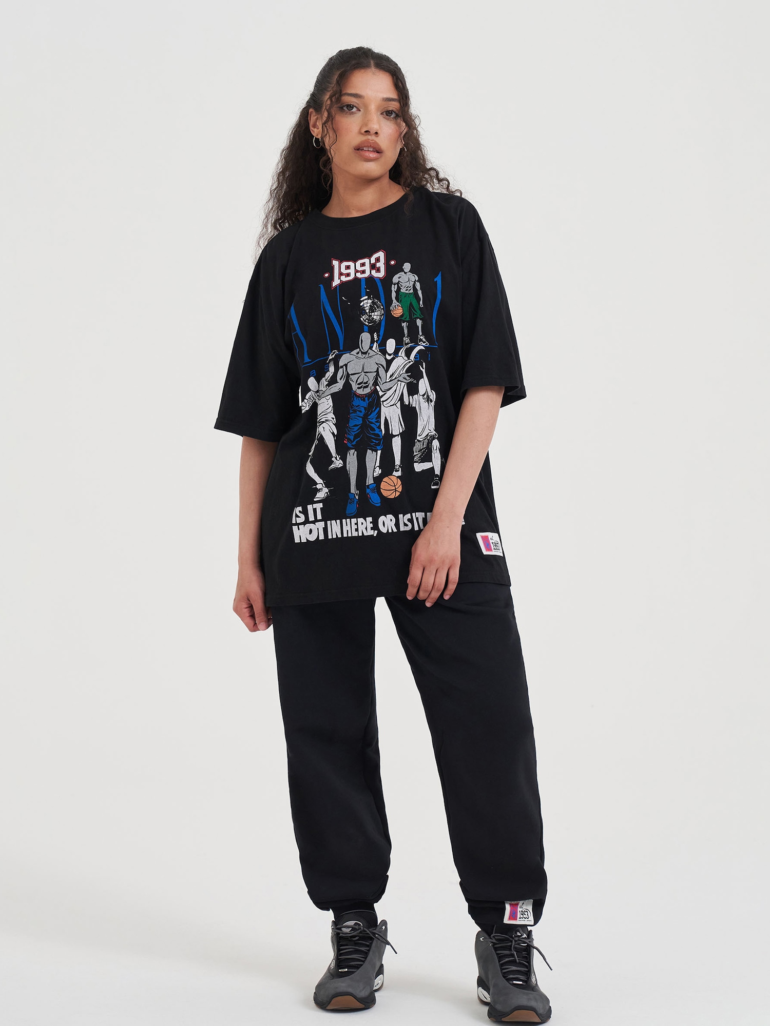 AND1 Camiseta talla grande  azul / gris / negro / blanco – imagen 4