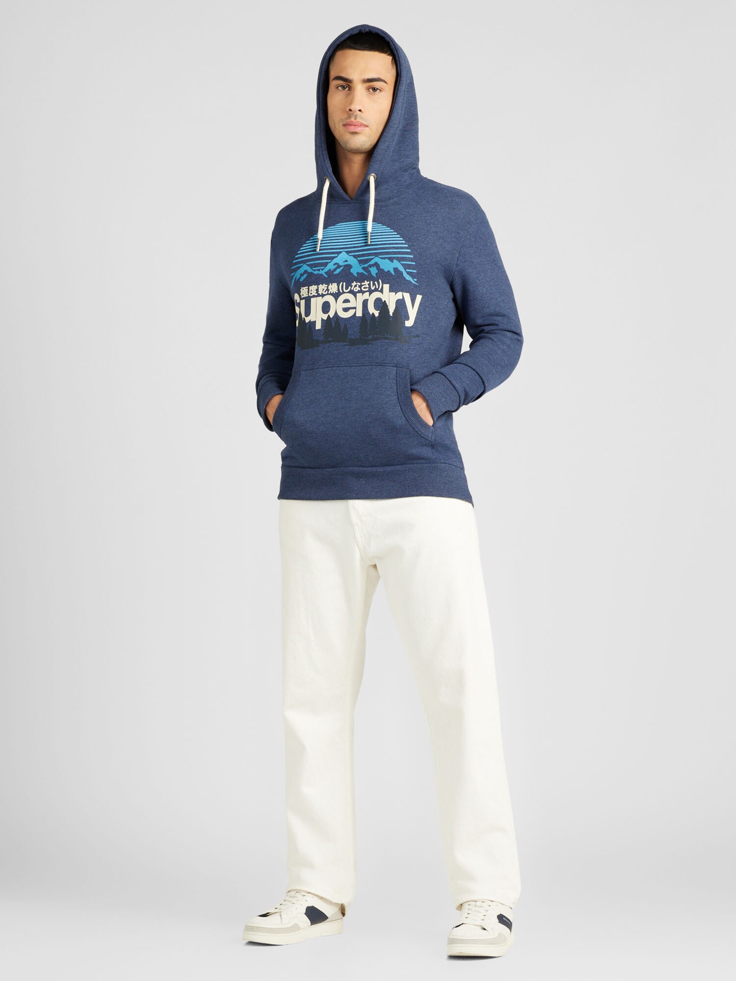 Superdry & Co Mikina 'Great' azúrová / modrá melírovaná / čierna / biela (obrázok 4)