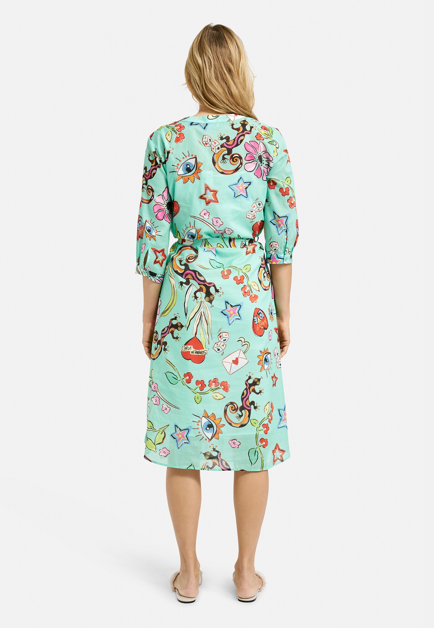 Thumbnail - Milano Italy Gemustertes Midikleid mit 3/4-Ärmeln