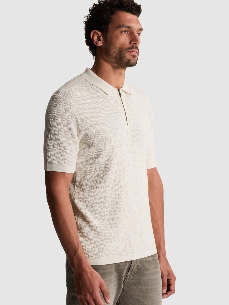 T-shirt 'Polo shirt in cotton/modal with zipper'