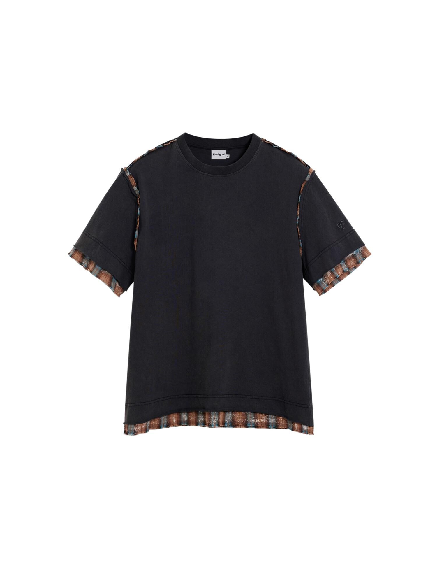 Desigual Tricou  albastru deschis / maro coniac / negru