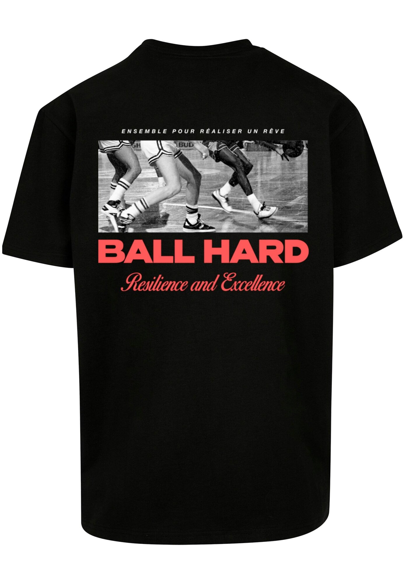 MT Upscale Póló 'Ball Hard'  szürke / tűzpiros / fekete / fehér termék 2. képe