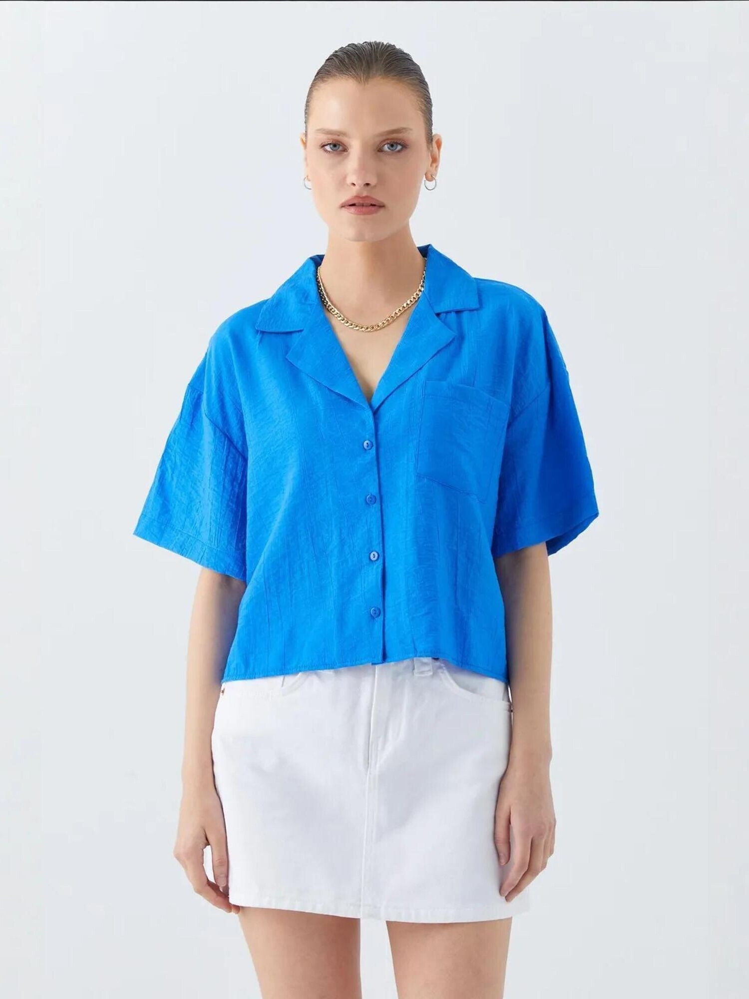 MixRay Bluza 'Hemden' kobalt plava