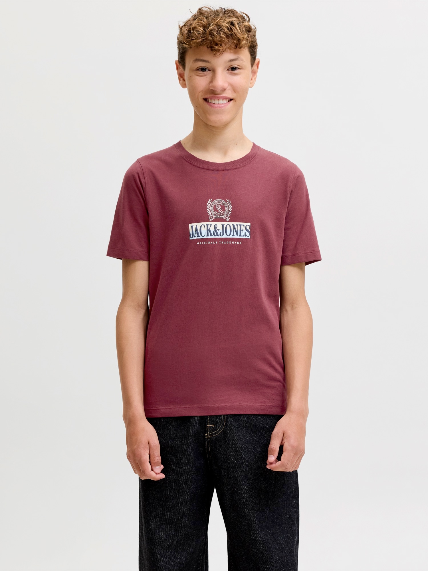 Jack & Jones Junior Tričko 'JORFREDERIKSBERG'  námornícka modrá / gaštanová / biela