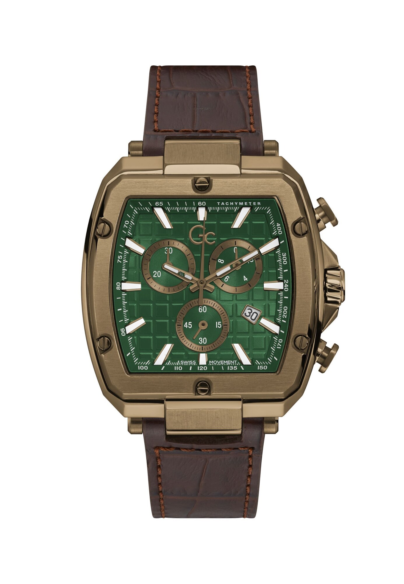 Gc Analoog Horloge 'Spirit Tonneau' Bruin / Goud / Groen
