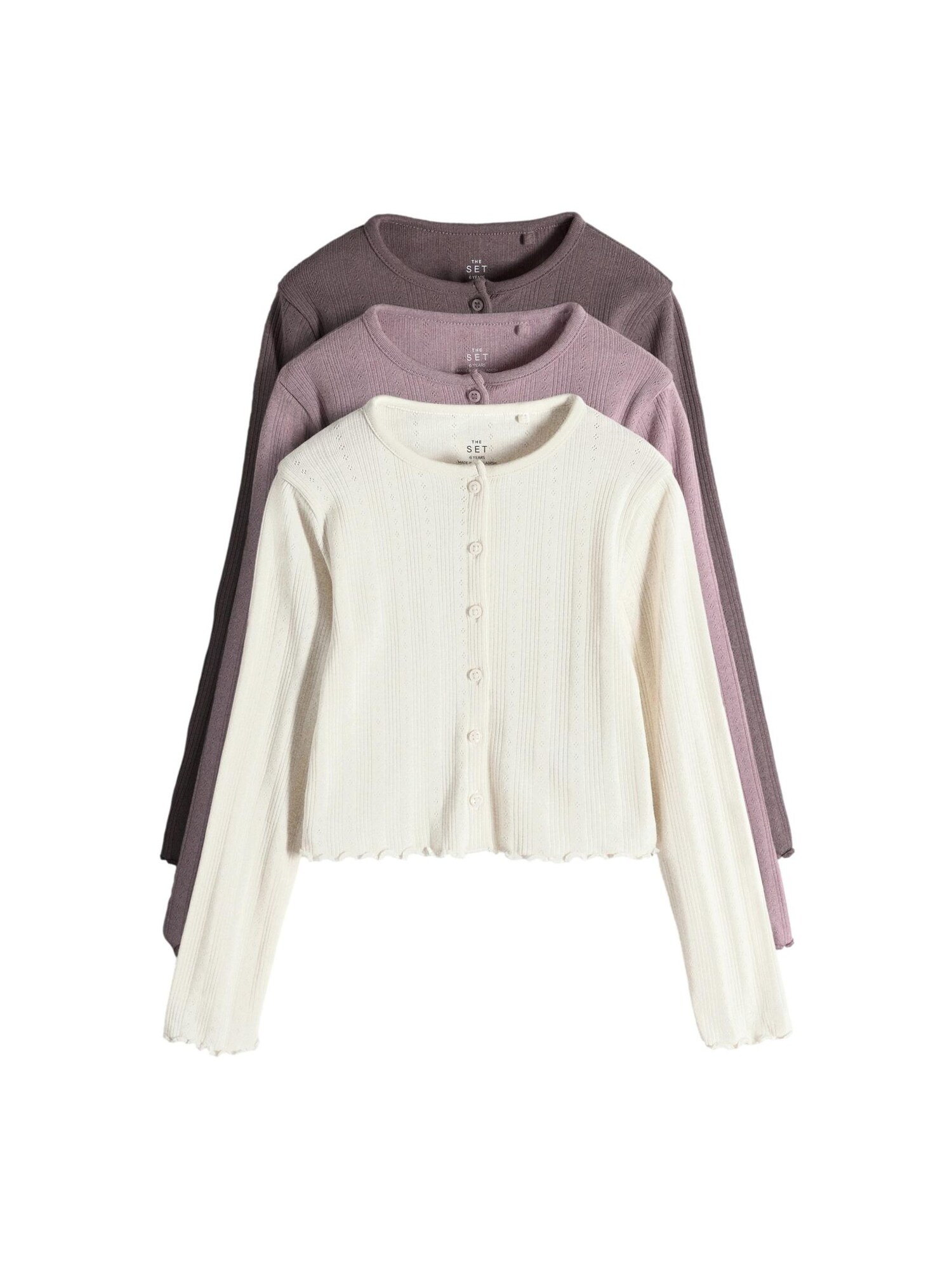 The Set Geacă tricotată crem / mov prună / mauve