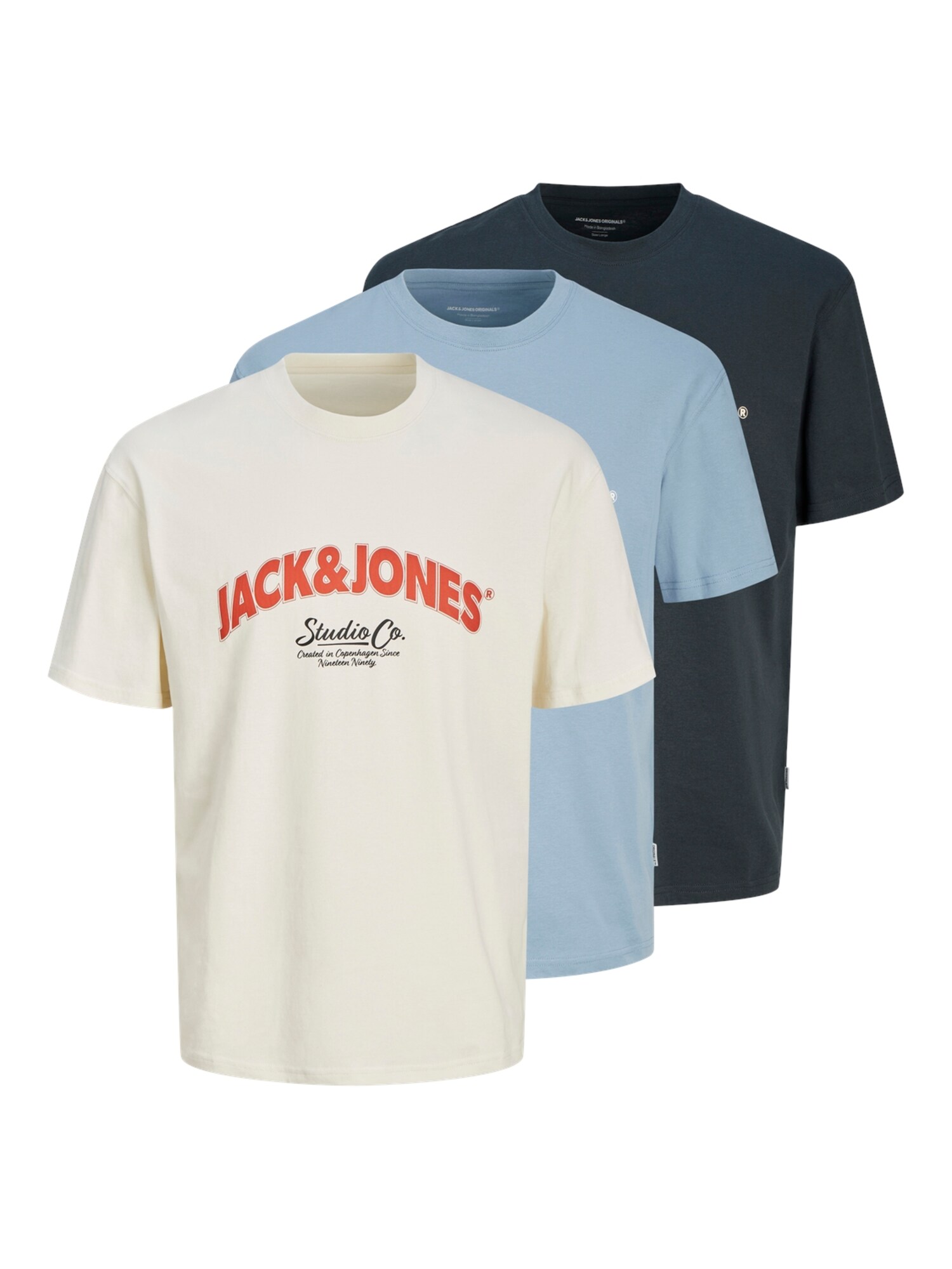 JACK & JONES Tričko 'BRONX ARCH'  námornícka modrá / modrosivá / sivobéžová / červená