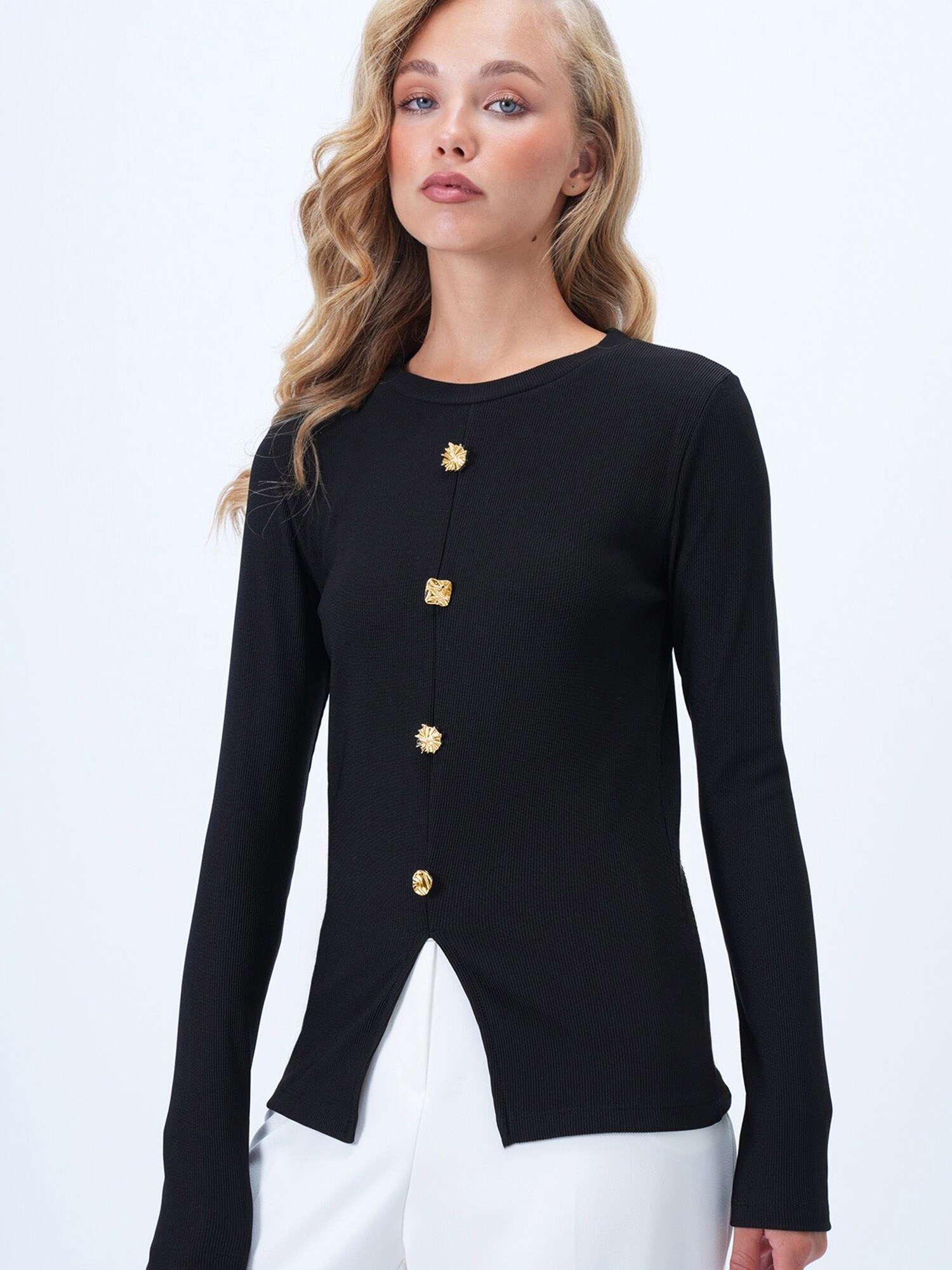 Trend Alaçatı Stili Tricou auriu / negru
