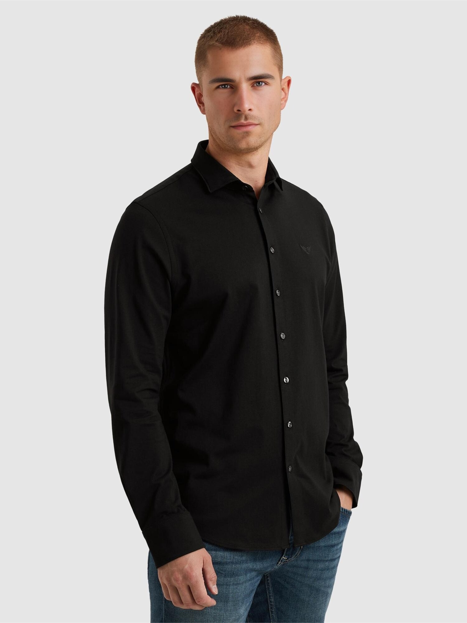 Pme Legend Overhemd 'Shirt In Jersey' Zwart