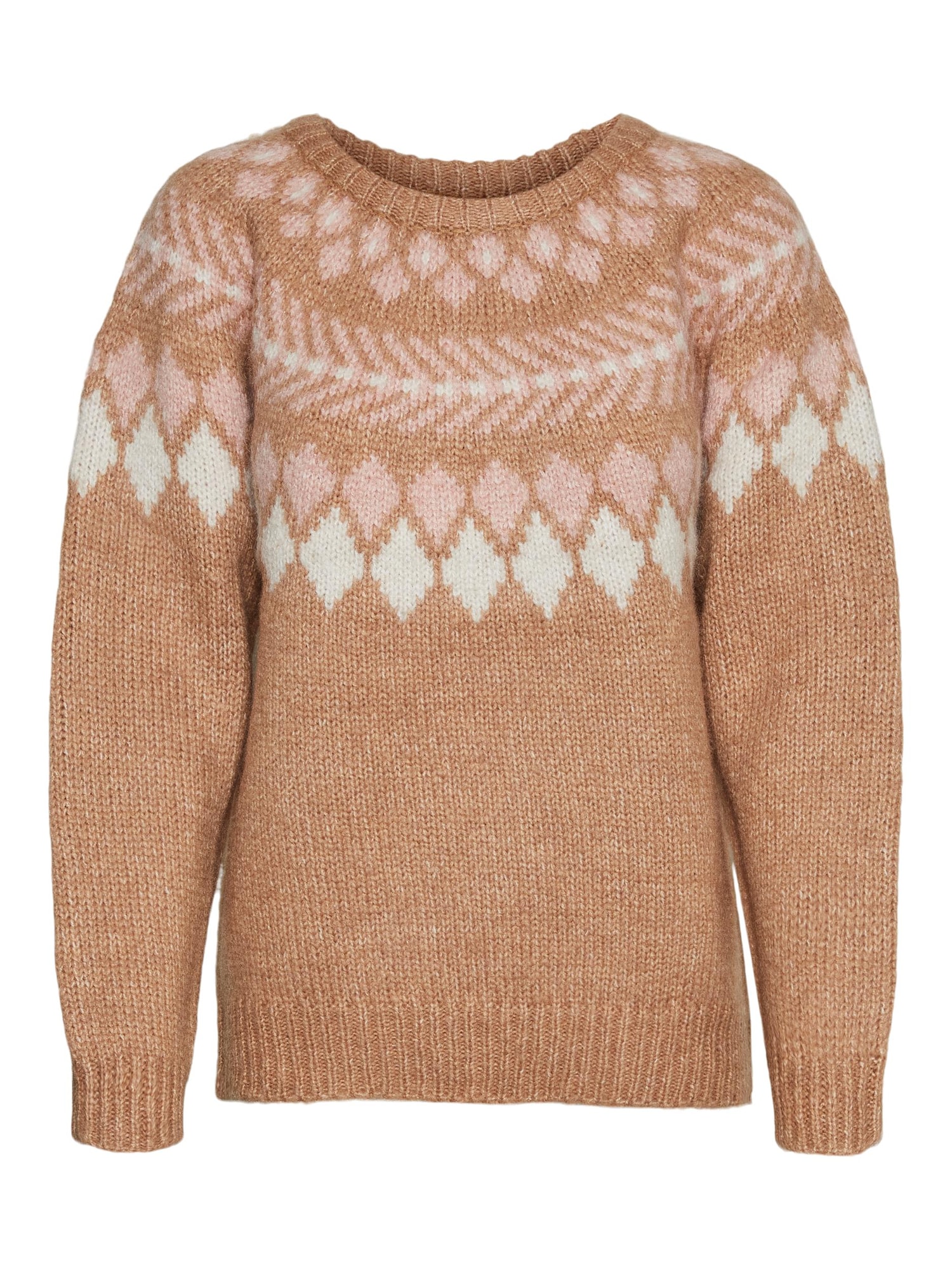 Vero Moda VERO MODA Pullover 'Filippa' braun / rosa / weiß