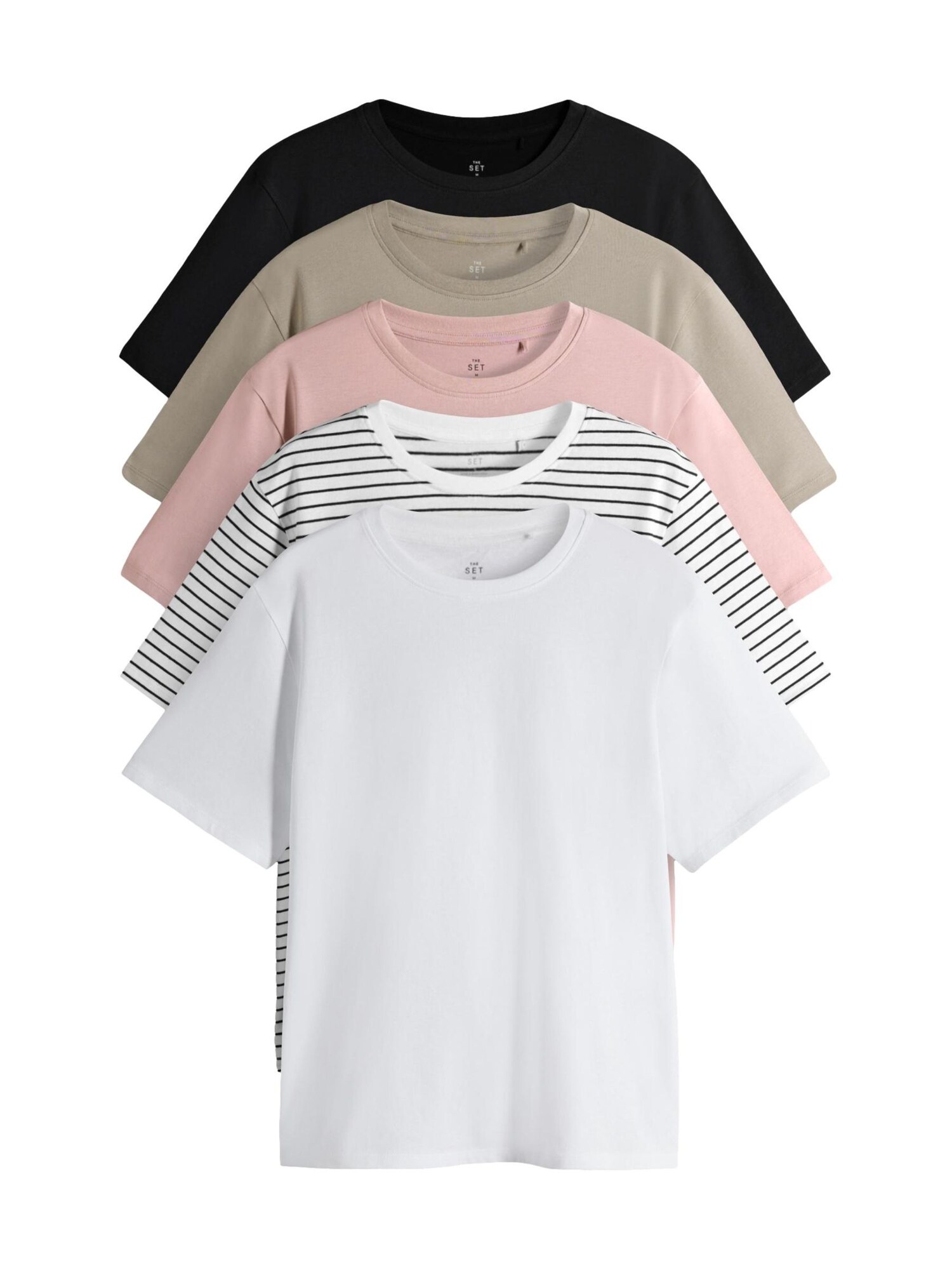 The Set Tricou  maro deschis / roz pal / negru / alb
