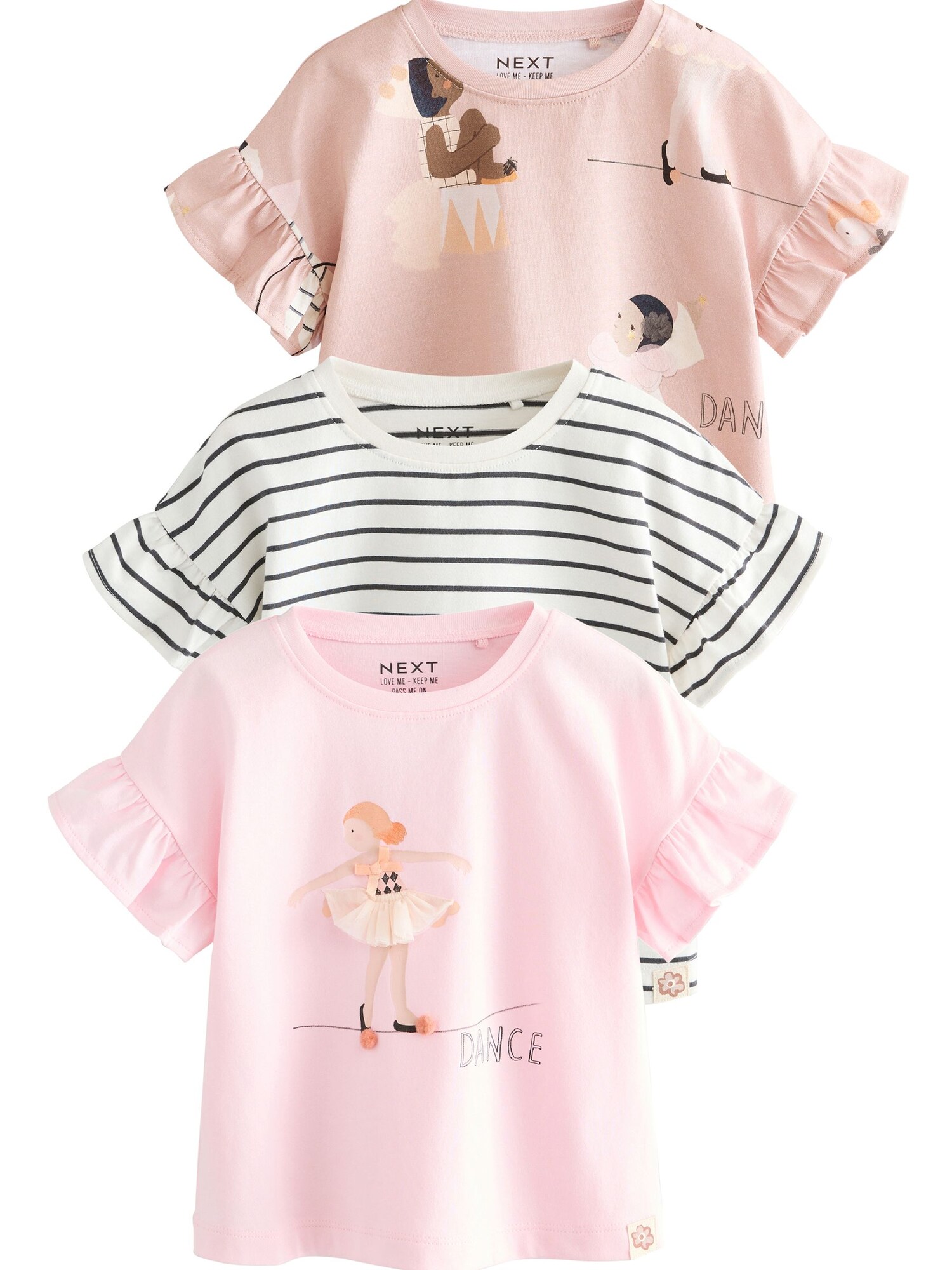 Next Tricou  maro deschis / roz / negru / alb