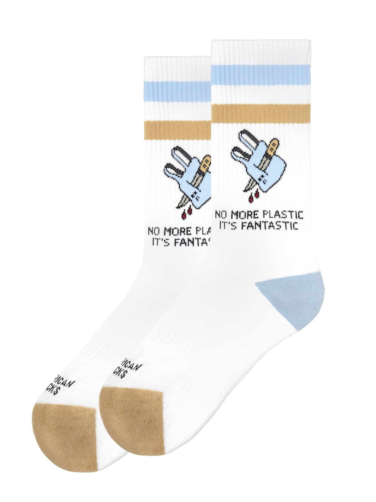 American Socks Calcetines 'No more plastic'  blanco