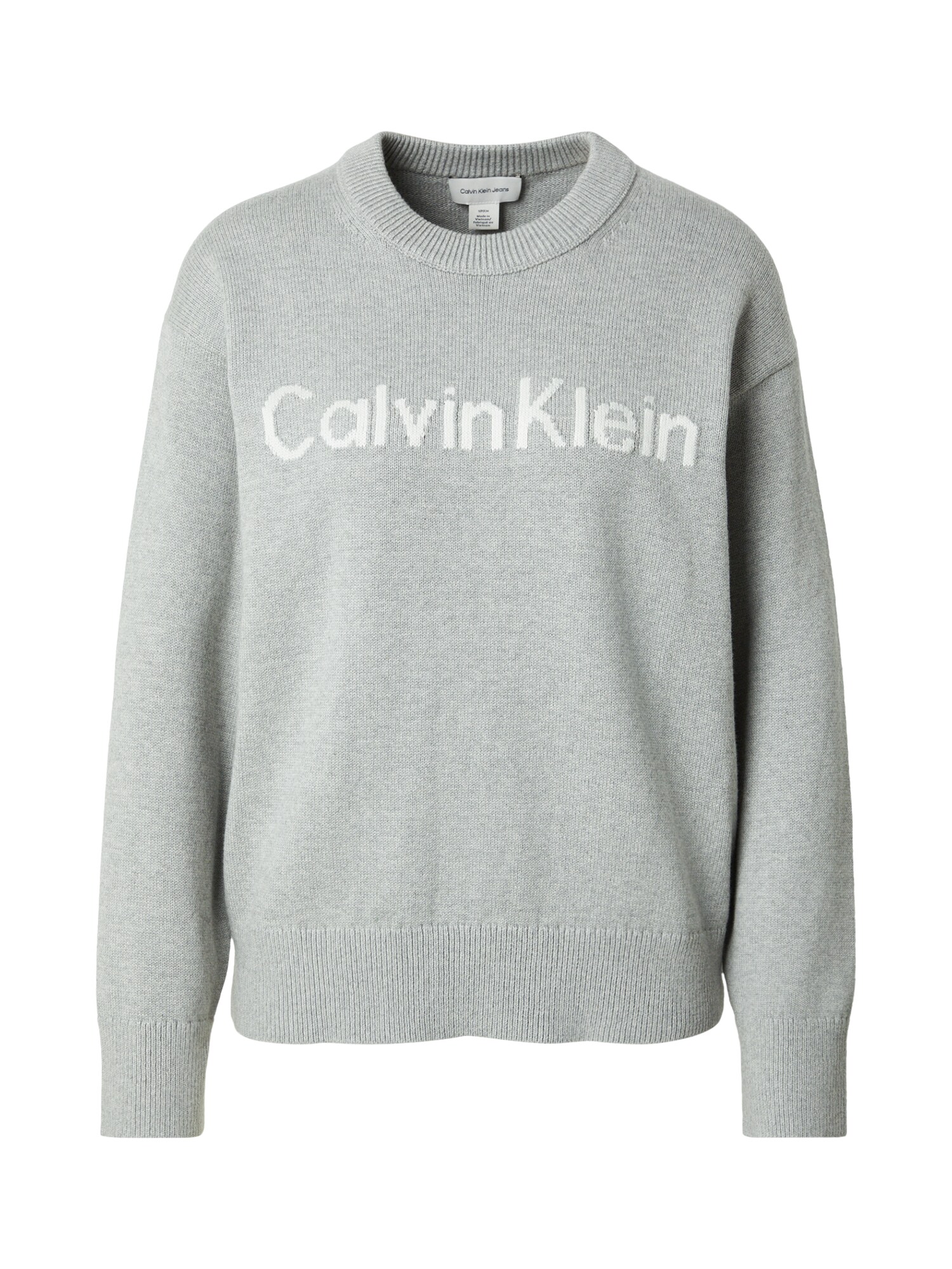 Calvin Klein Jeans Pulover  gri deschis / alb